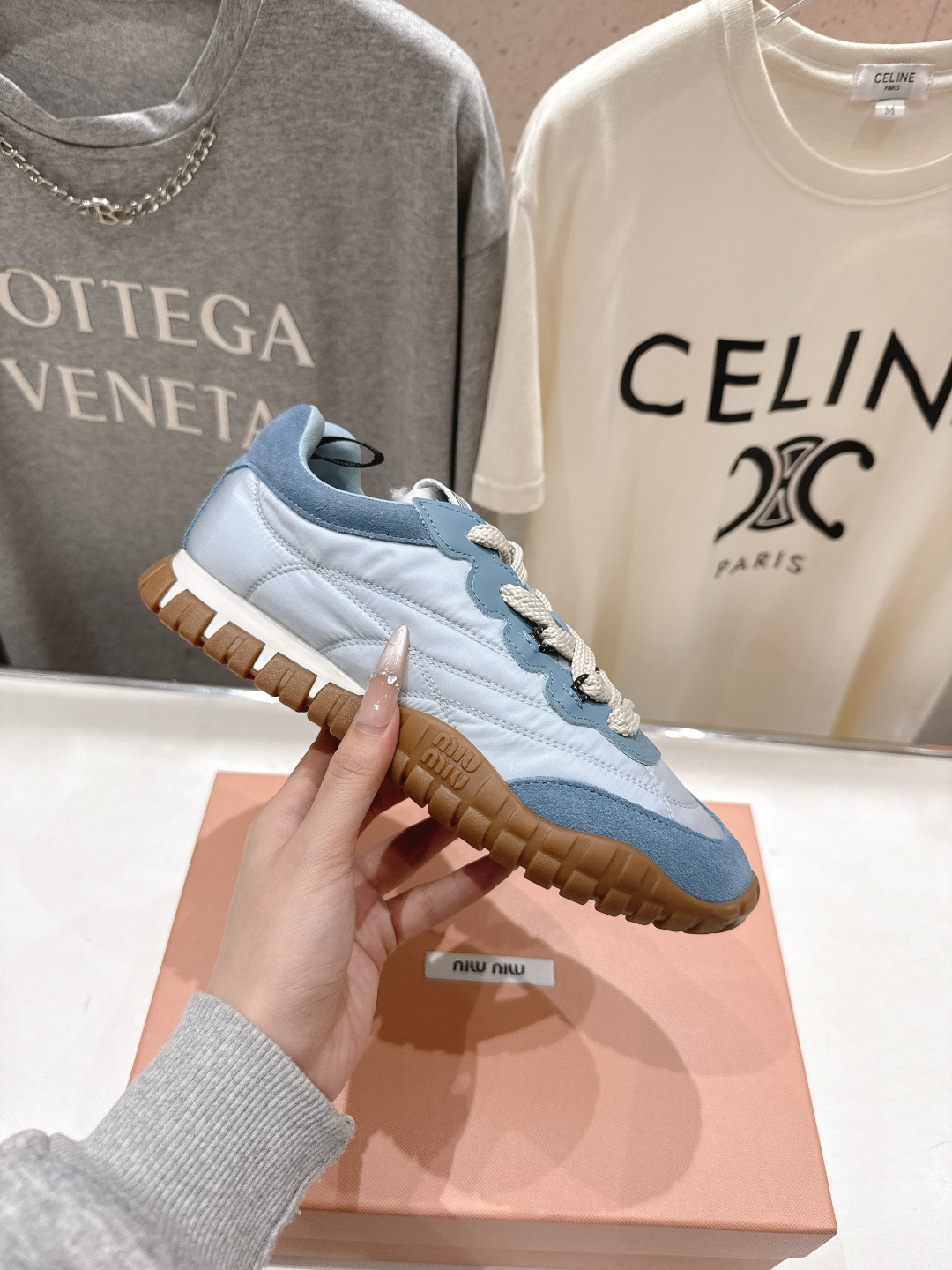 高版本出厂 MiuMiu/缪缪2026ss最新款厚底休闲运动鞋 阿甘鞋德训鞋休闲增高百搭潮鞋，新出的舒适