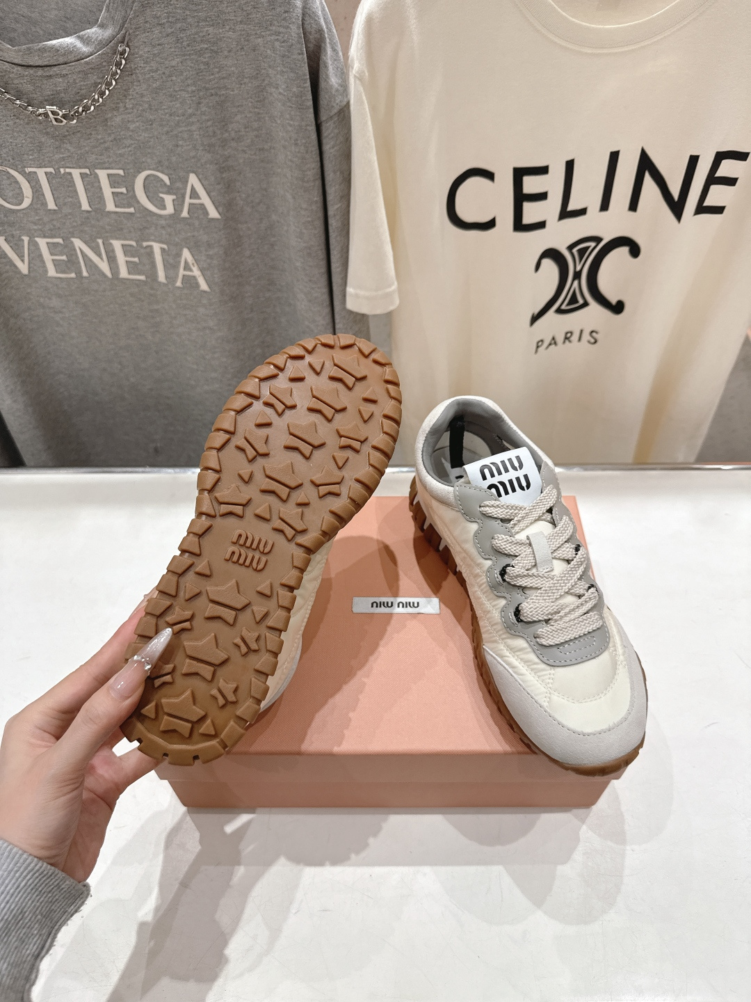 高版本出厂 MiuMiu/缪缪2026ss最新款厚底休闲运动鞋 阿甘鞋德训鞋休闲增高百搭潮鞋，新出的舒适