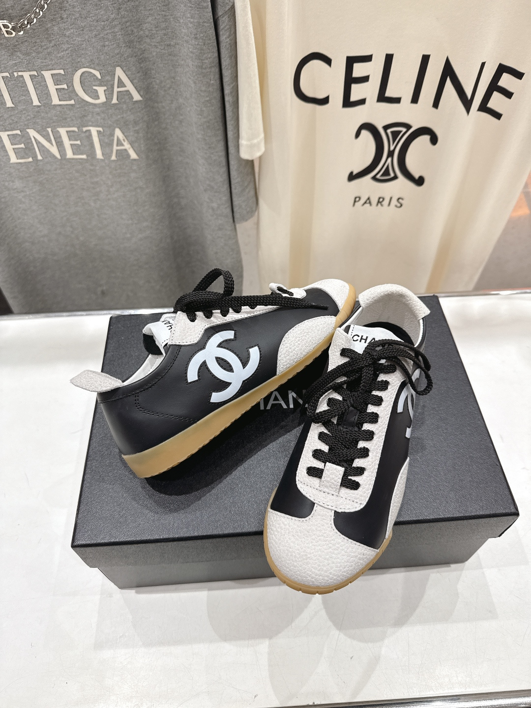 高版本出厂 Chanel*香奈儿 小香F015 2026ss早春新款平底系带熊猫鞋休闲运动鞋饼干鞋阿甘鞋