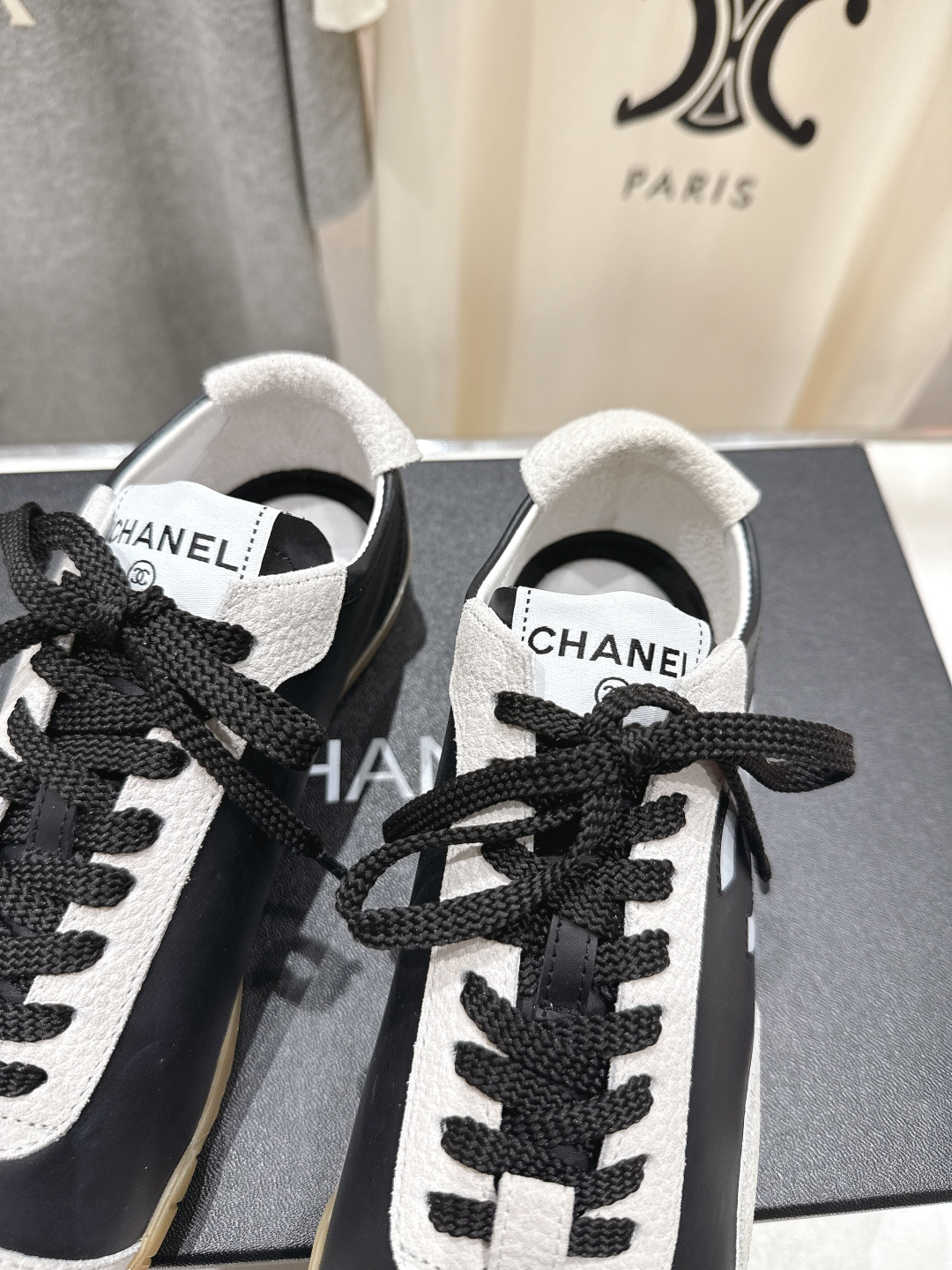 高版本出厂 Chanel*香奈儿 小香F015 2026ss早春新款平底系带熊猫鞋休闲运动鞋饼干鞋阿甘鞋