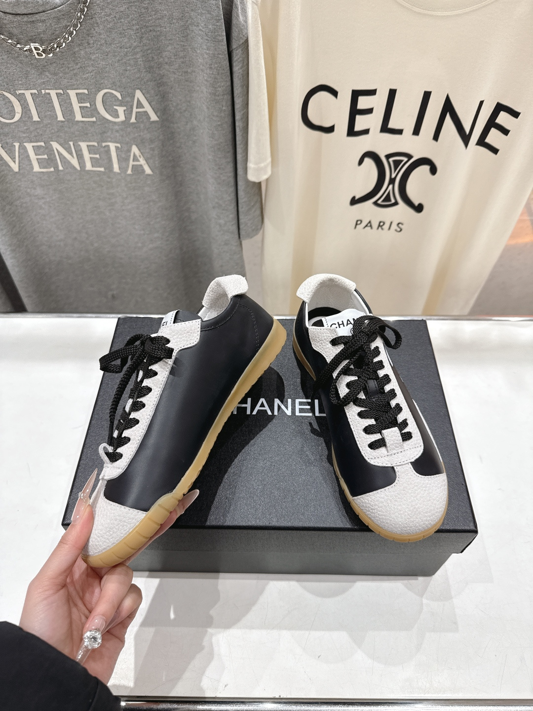 高版本出厂 Chanel*香奈儿 小香F015 2026ss早春新款平底系带熊猫鞋休闲运动鞋饼干鞋阿甘鞋