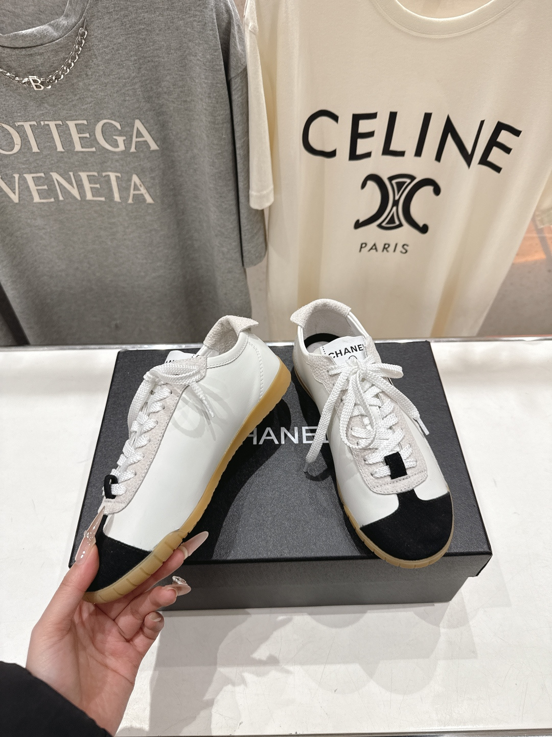 高版本出厂 Chanel*香奈儿 小香F015 2026ss早春新款平底系带熊猫鞋休闲运动鞋饼干鞋阿甘鞋