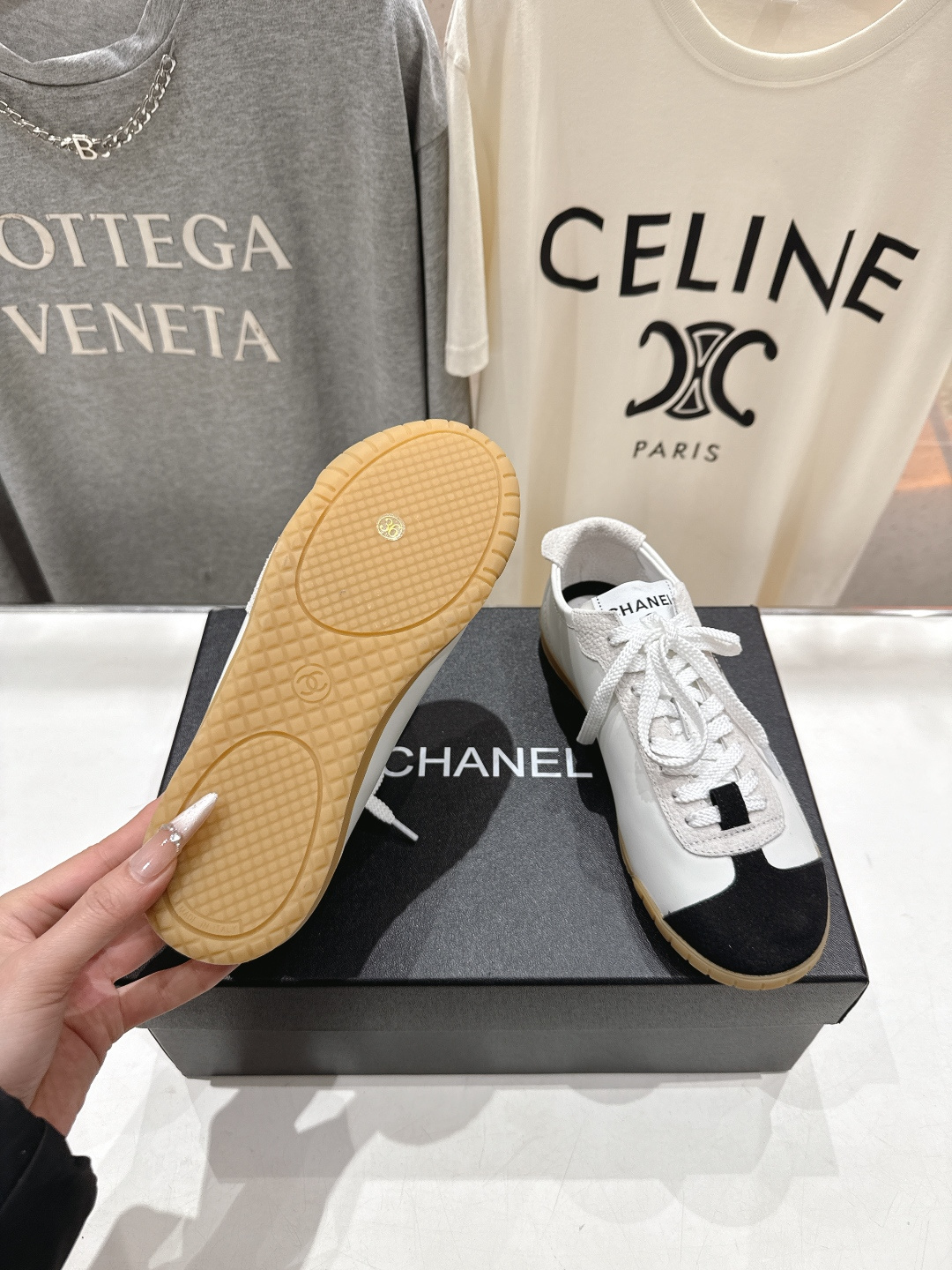 高版本出厂 Chanel*香奈儿 小香F015 2026ss早春新款平底系带熊猫鞋休闲运动鞋饼干鞋阿甘鞋