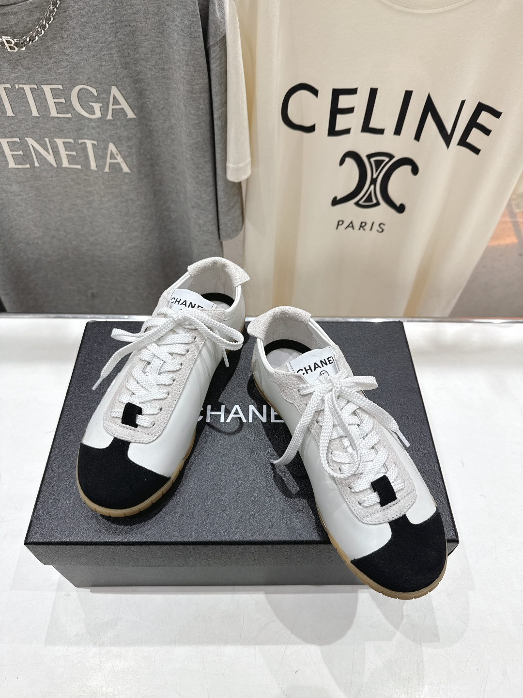 高版本出厂 Chanel*香奈儿 小香F015 2026ss早春新款平底系带熊猫鞋休闲运动鞋饼干鞋阿甘鞋