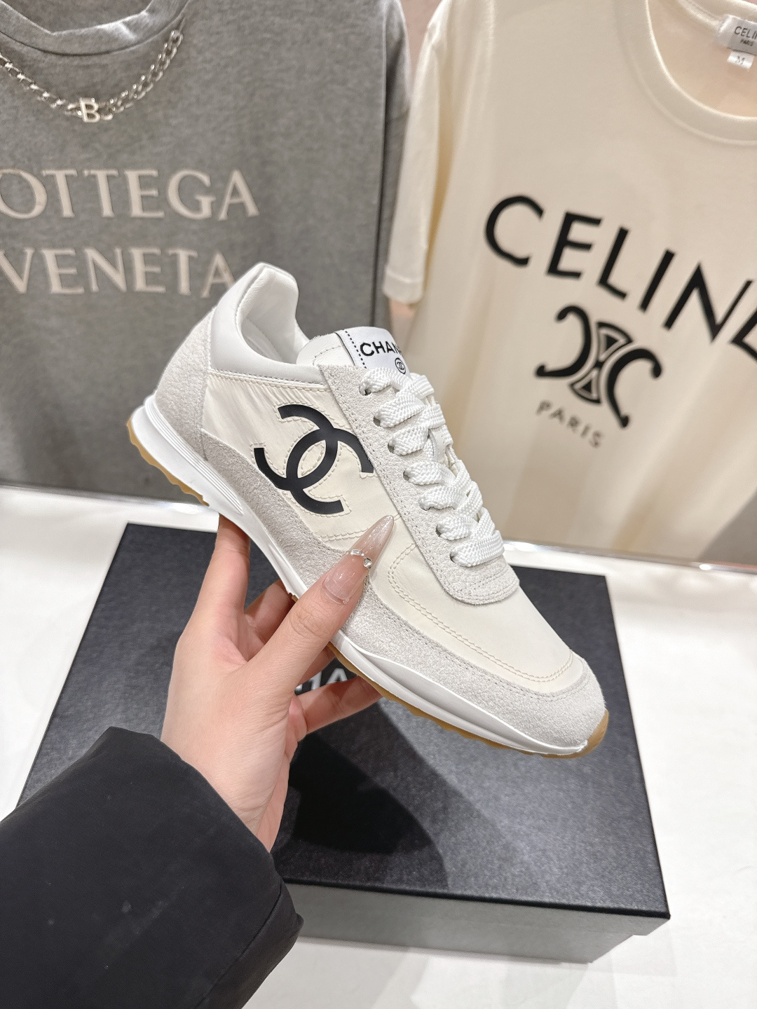 高版本出厂 Chanel*香奈儿 小香F027 2026ss早春新款平底系带熊猫鞋休闲运动鞋饼干鞋阿甘鞋