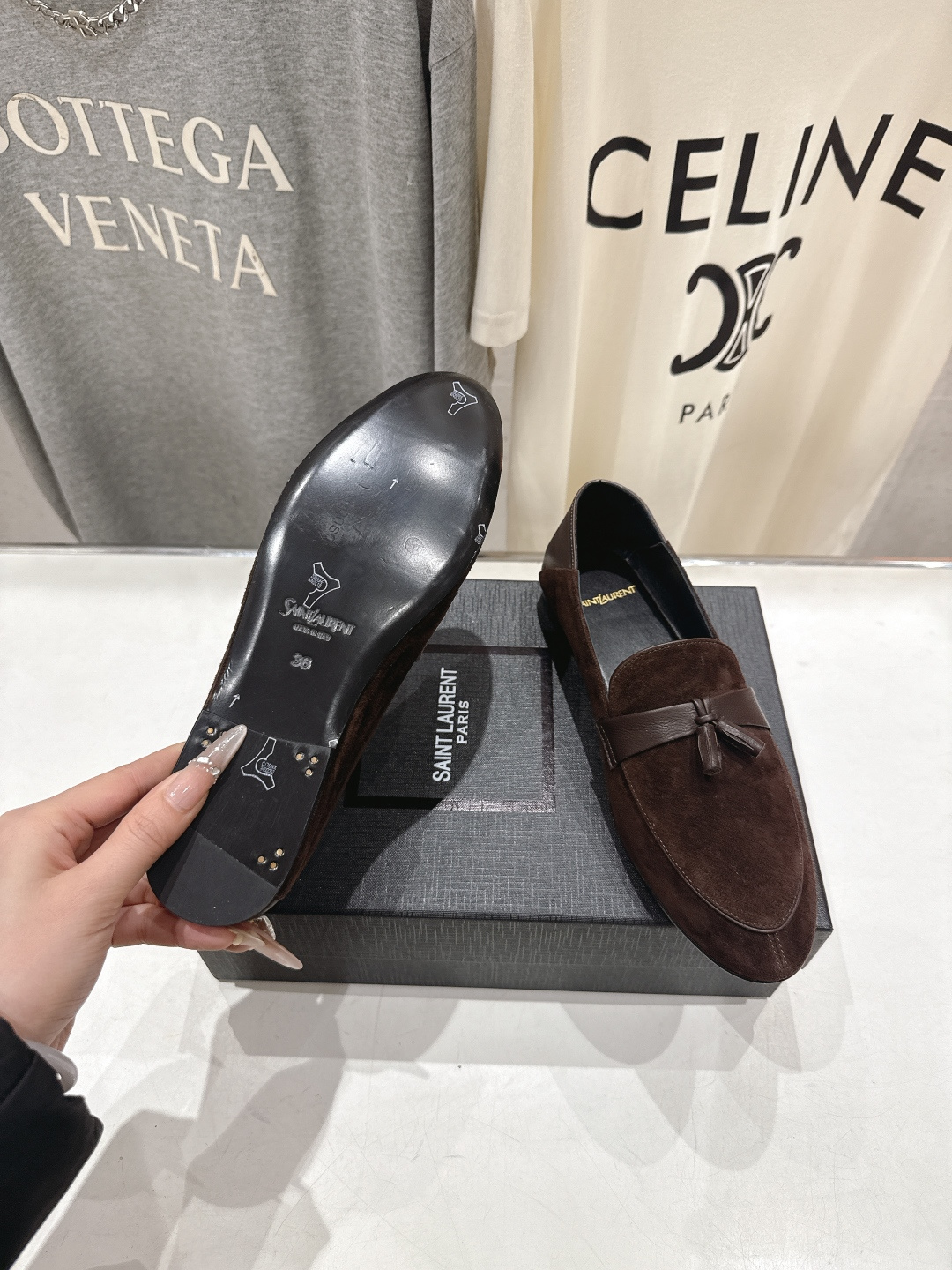 高版本出厂 SAINT LAURENT/圣罗兰YSL 26ss爆款平底玛丽珍踩跟一脚蹬乐福鞋，2026全