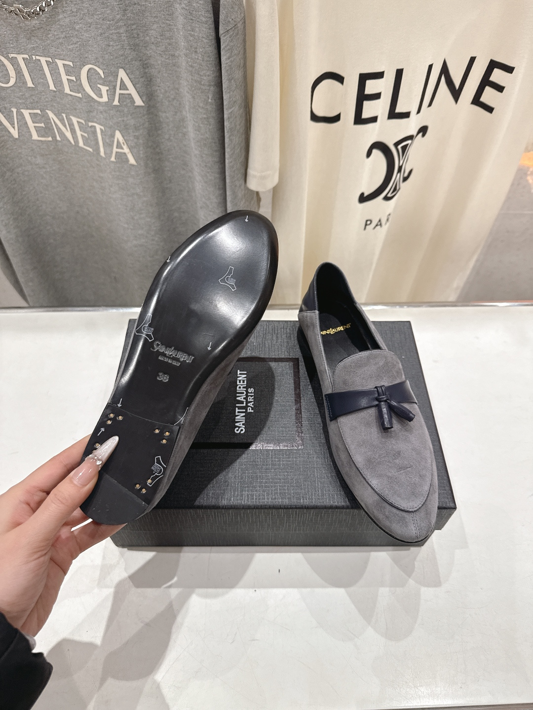 高版本出厂 SAINT LAURENT/圣罗兰YSL 26ss爆款平底玛丽珍踩跟一脚蹬乐福鞋，2026全