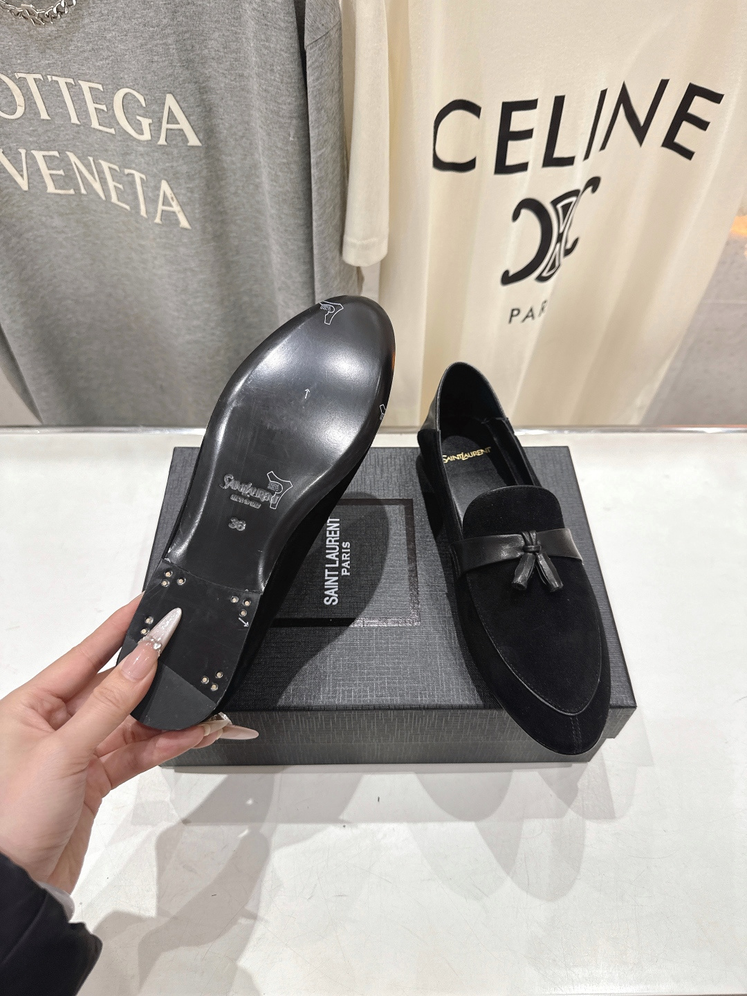 高版本出厂 SAINT LAURENT/圣罗兰YSL 26ss爆款平底玛丽珍踩跟一脚蹬乐福鞋，2026全