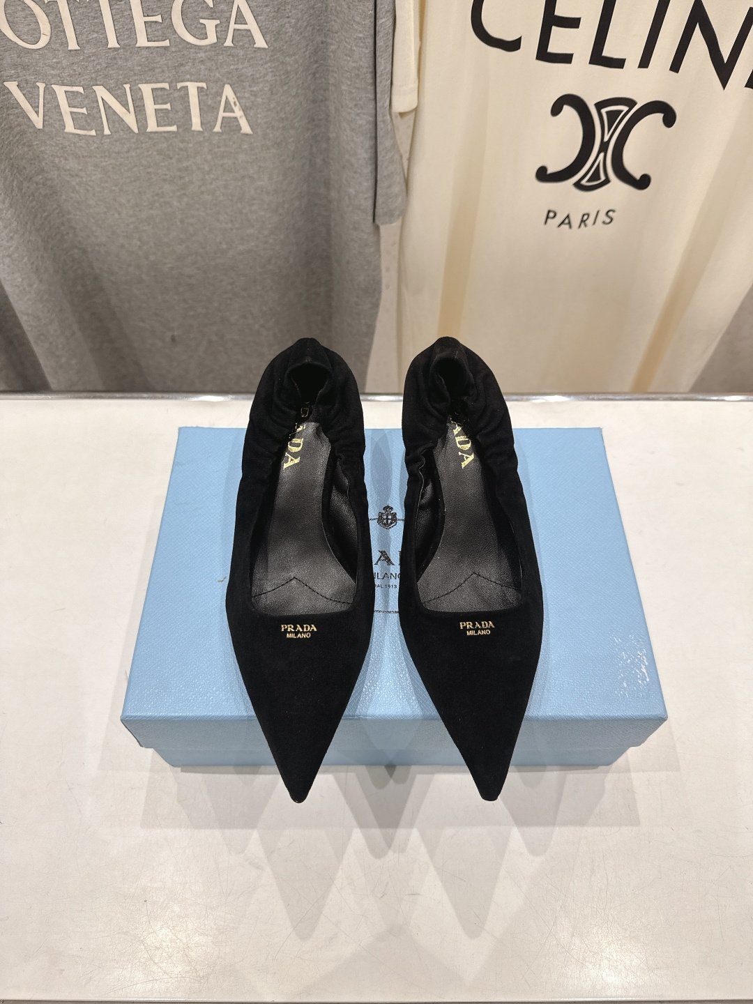 高版本出厂 PRADA* 普拉达F025 26ss春夏新品玛丽珍仙女风尖头高跟鞋单鞋时装鞋原版购入1:1