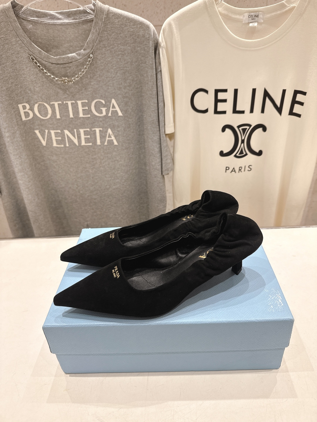 高版本出厂 PRADA* 普拉达F025 26ss春夏新品玛丽珍仙女风尖头高跟鞋单鞋时装鞋原版购入1:1