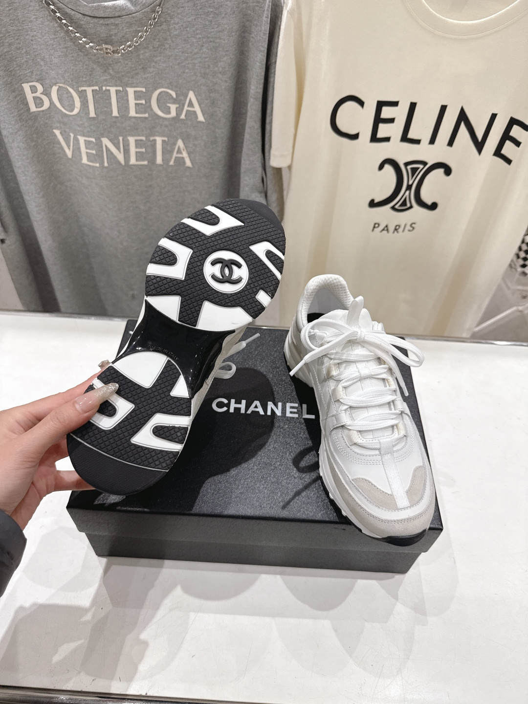 高版本出厂 Chanel香奈儿F015 小香 2026ss走秀新款系带熊猫鞋休闲鞋小白鞋运动鞋 饼干鞋顶