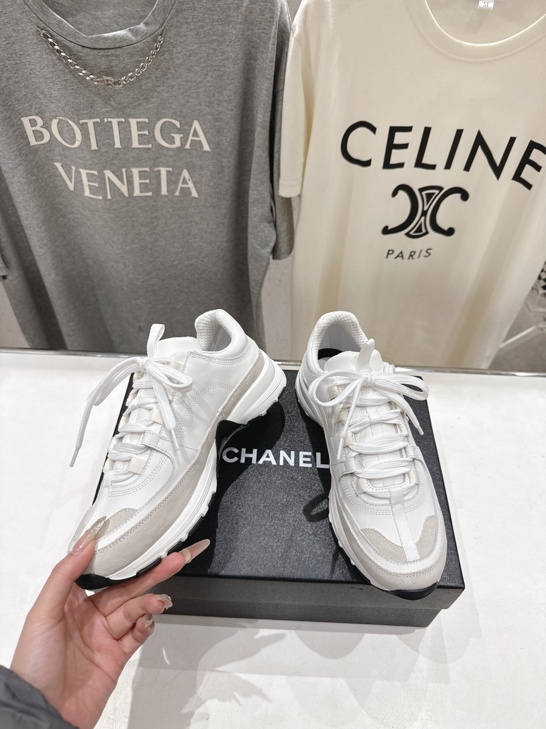 高版本出厂 Chanel香奈儿F015 小香 2026ss走秀新款系带熊猫鞋休闲鞋小白鞋运动鞋 饼干鞋顶