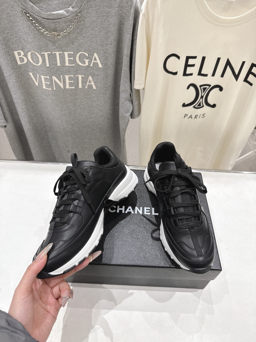 高版本出厂 Chanel香奈儿F015 小香 2026ss走秀新款系带熊猫鞋休闲鞋小白鞋运动鞋 饼干鞋顶