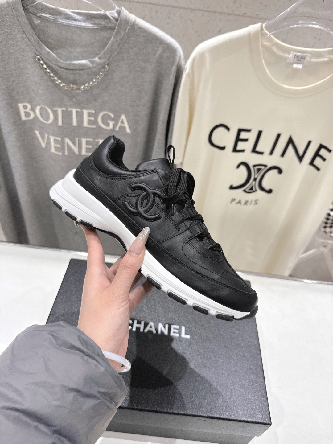 高版本出厂 Chanel香奈儿F015 小香 2026ss走秀新款系带熊猫鞋休闲鞋小白鞋运动鞋 饼干鞋顶