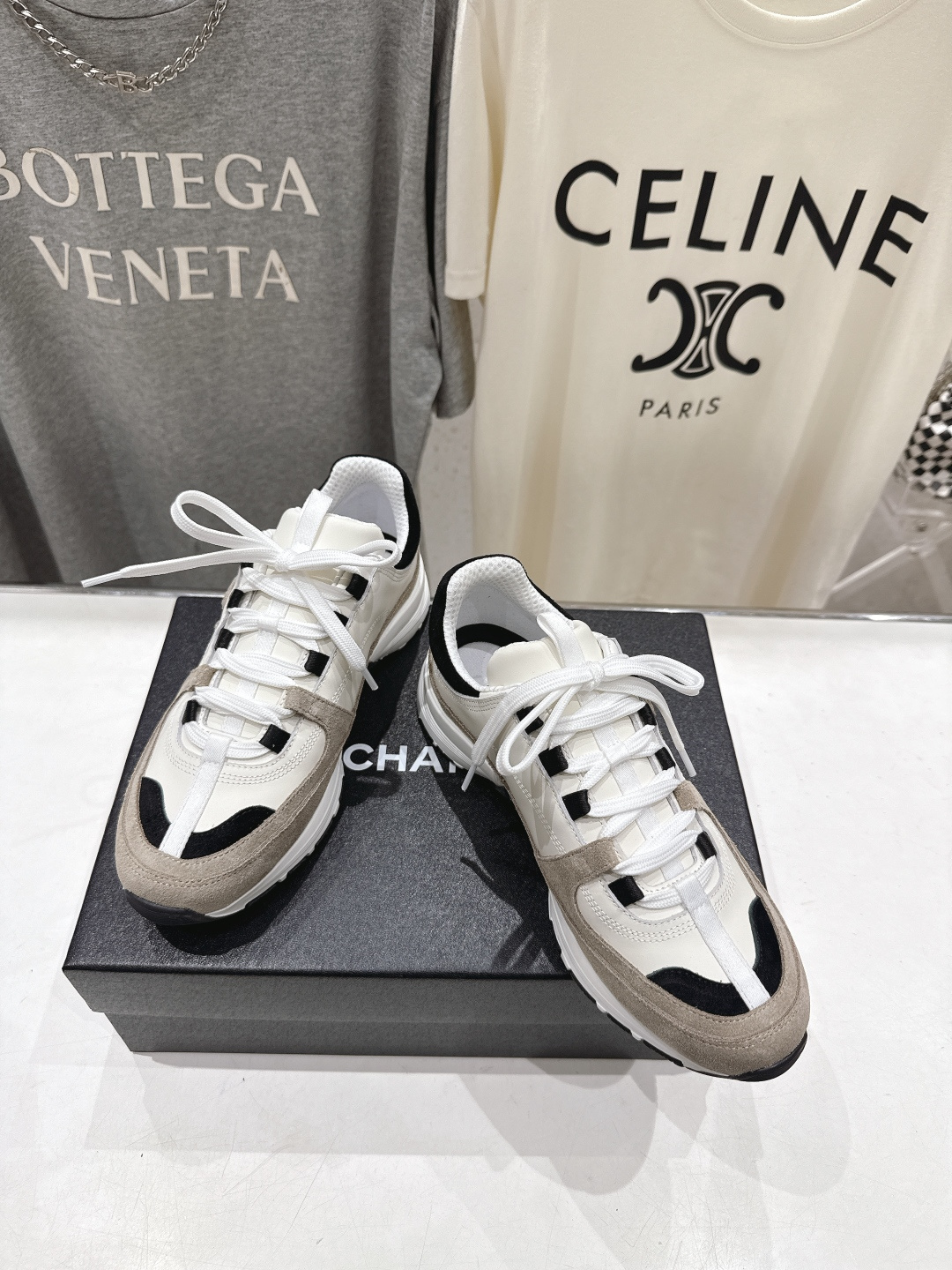 高版本出厂 Chanel香奈儿F015 小香 2026ss走秀新款系带熊猫鞋休闲鞋小白鞋运动鞋 饼干鞋顶