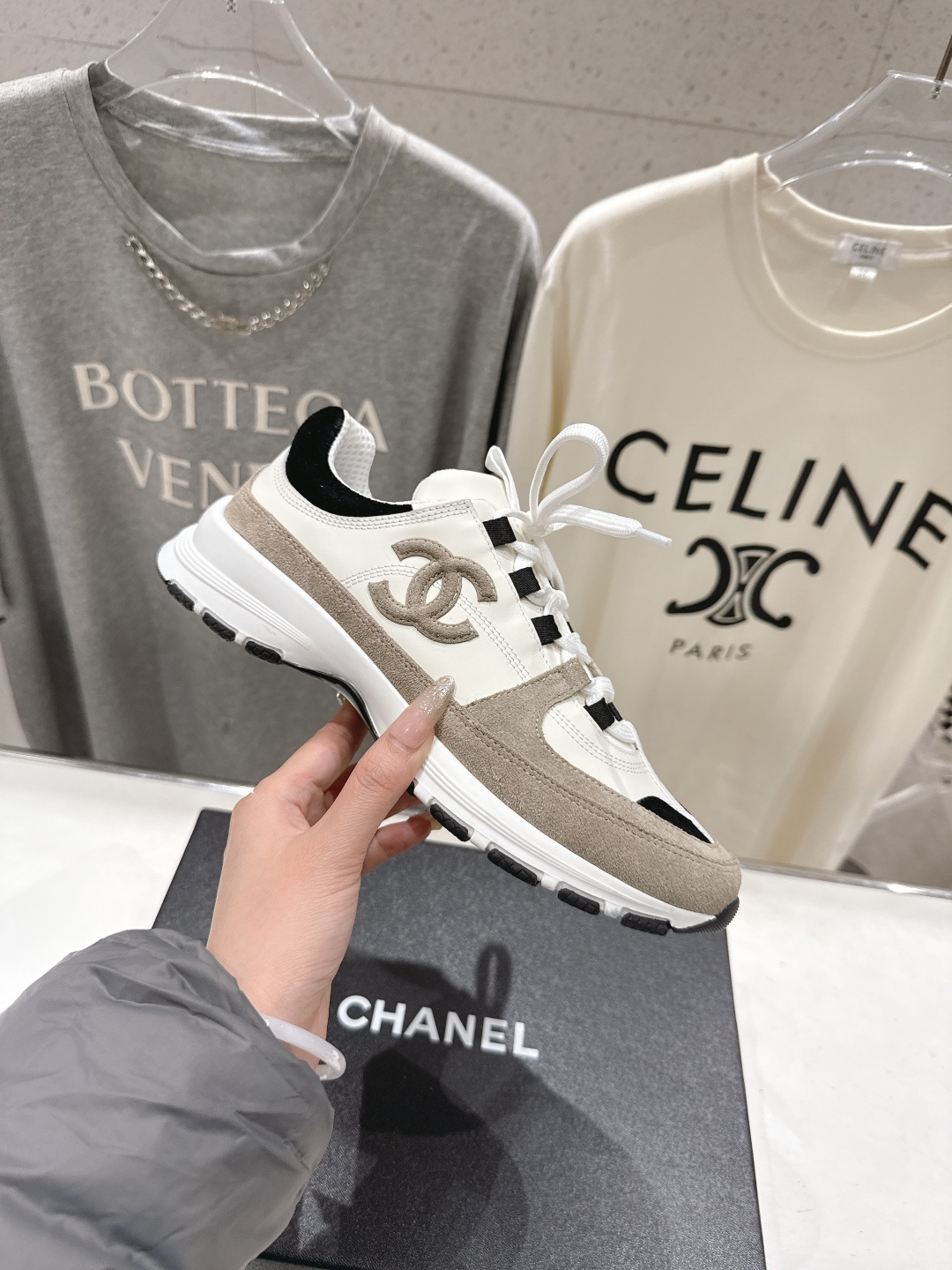 高版本出厂 Chanel香奈儿F015 小香 2026ss走秀新款系带熊猫鞋休闲鞋小白鞋运动鞋 饼干鞋顶