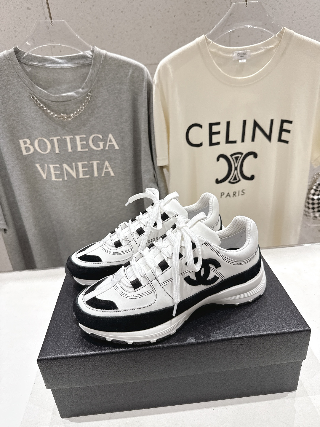 高版本出厂 Chanel香奈儿F015 小香 2026ss走秀新款系带熊猫鞋休闲鞋小白鞋运动鞋 饼干鞋顶