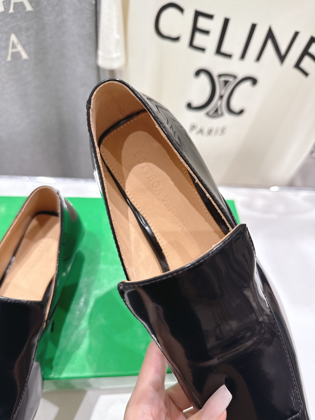 高版本出厂 Bottega Veneta/BV F065 2026ss新款中跟小方头玛丽珍高跟鞋小皮鞋高