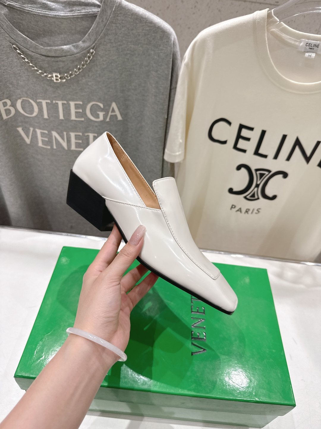 高版本出厂 Bottega Veneta/BV F065 2026ss新款中跟小方头玛丽珍高跟鞋小皮鞋高