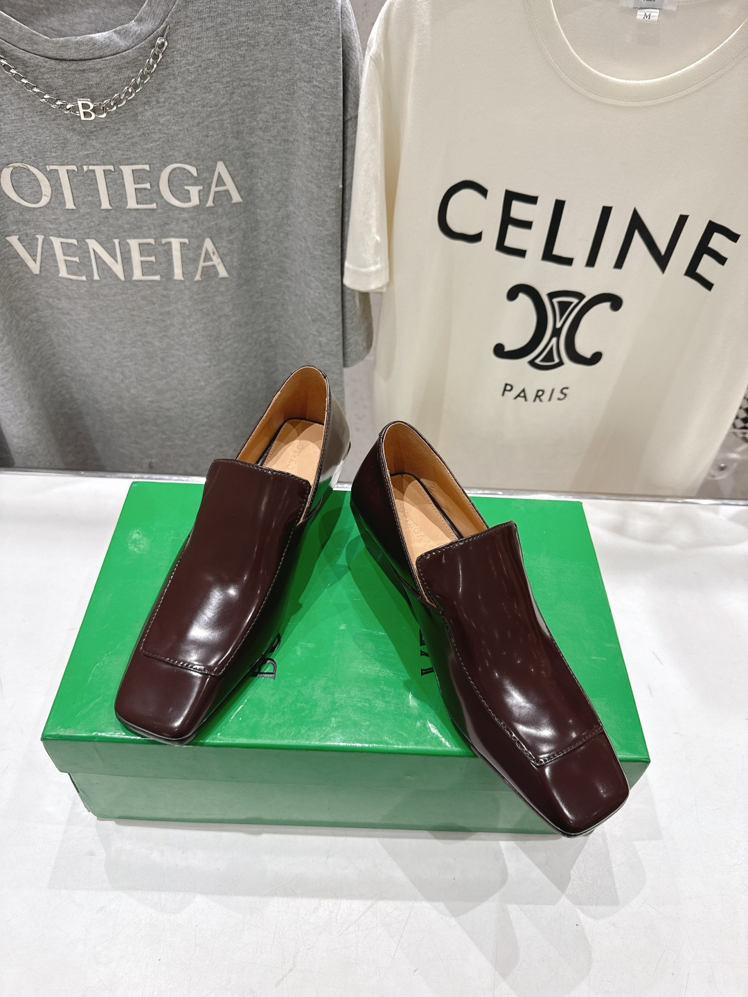 高版本出厂 Bottega Veneta/BV F065 2026ss新款中跟小方头玛丽珍高跟鞋小皮鞋高