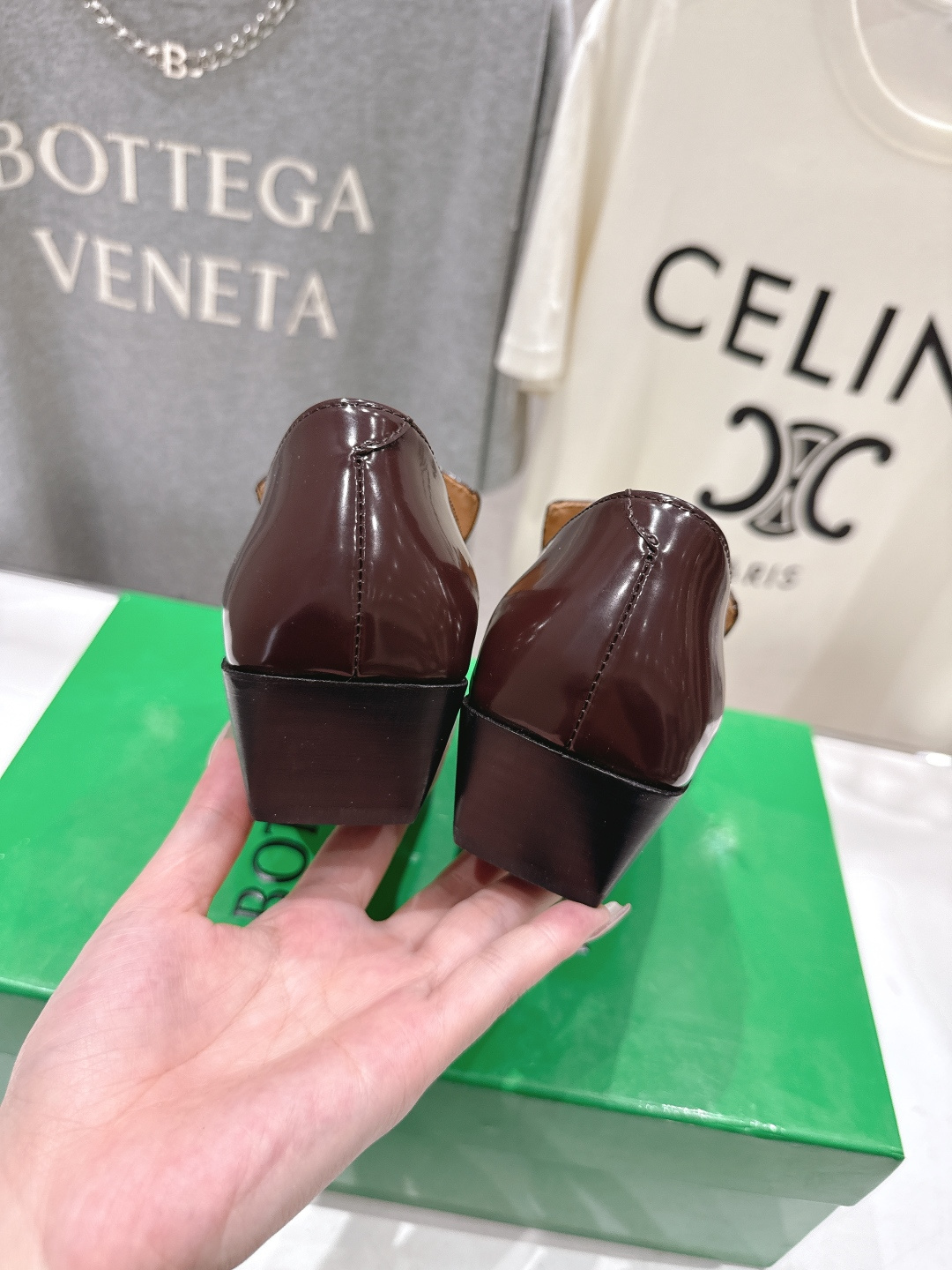 高版本出厂 Bottega Veneta/BV F065 2026ss新款中跟小方头玛丽珍高跟鞋小皮鞋高