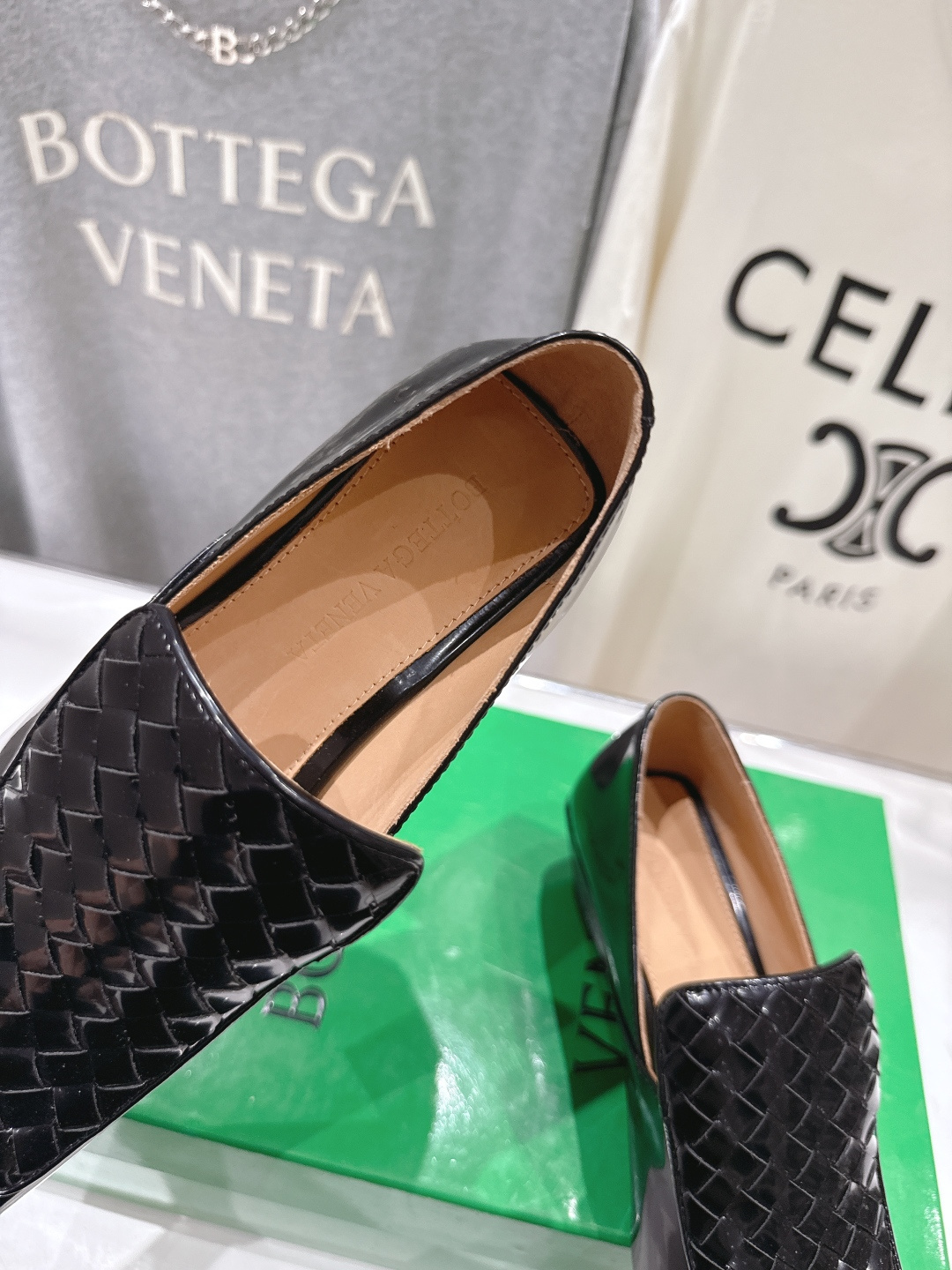 高版本出厂 编织面 Bottega Veneta/BV F065 2026ss新款中跟小方头玛丽珍高跟鞋