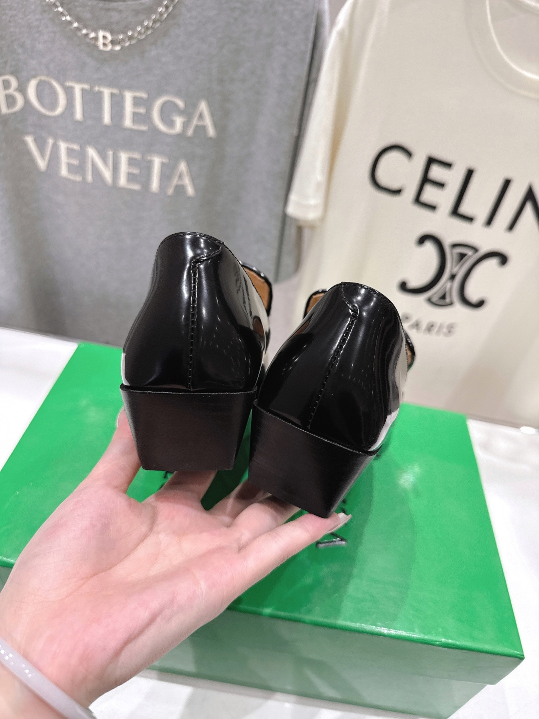 高版本出厂 编织面 Bottega Veneta/BV F065 2026ss新款中跟小方头玛丽珍高跟鞋