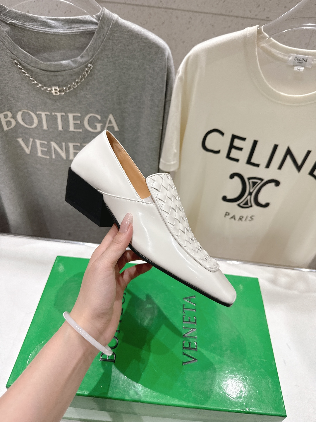 高版本出厂 编织面 Bottega Veneta/BV F065 2026ss新款中跟小方头玛丽珍高跟鞋