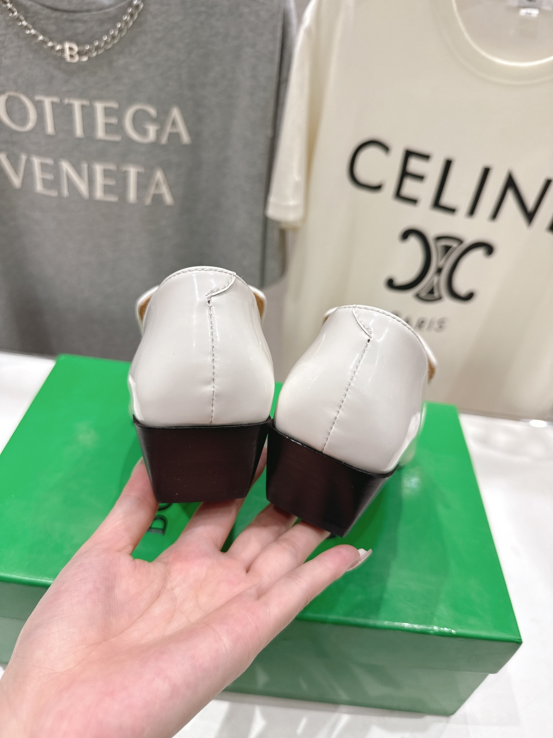 高版本出厂 编织面 Bottega Veneta/BV F065 2026ss新款中跟小方头玛丽珍高跟鞋