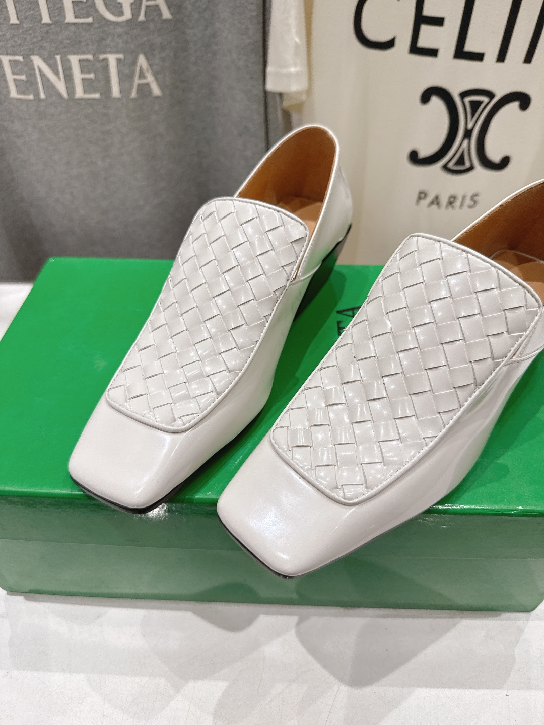 高版本出厂 编织面 Bottega Veneta/BV F065 2026ss新款中跟小方头玛丽珍高跟鞋