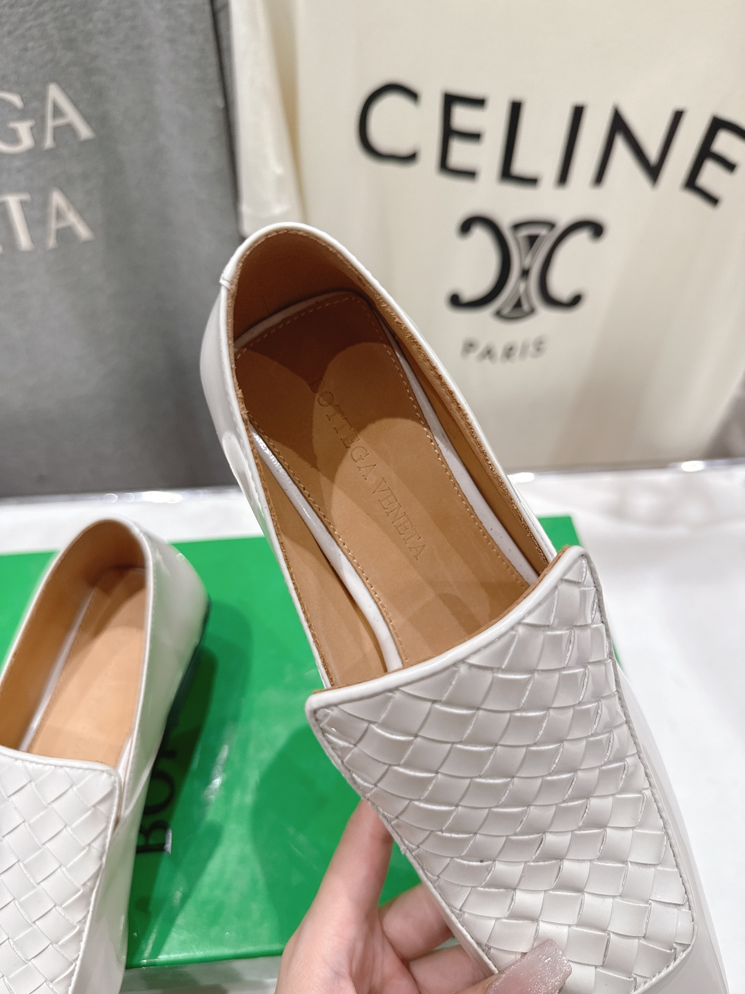 高版本出厂 编织面 Bottega Veneta/BV F065 2026ss新款中跟小方头玛丽珍高跟鞋