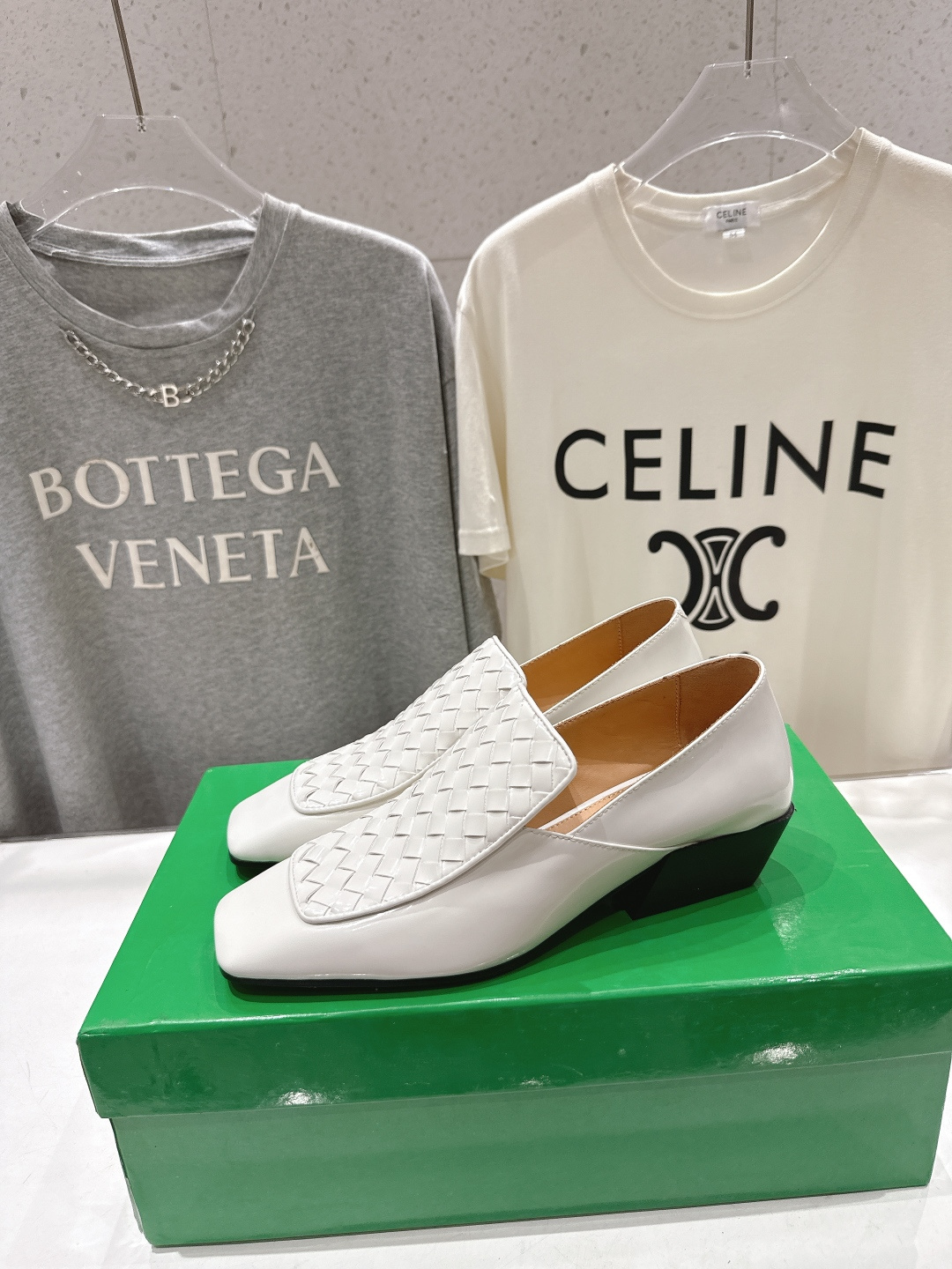 高版本出厂 编织面 Bottega Veneta/BV F065 2026ss新款中跟小方头玛丽珍高跟鞋