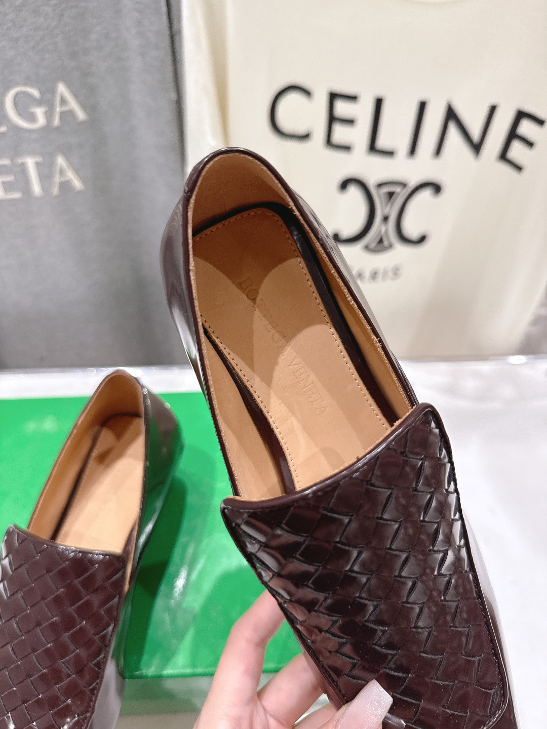 高版本出厂 编织面 Bottega Veneta/BV F065 2026ss新款中跟小方头玛丽珍高跟鞋