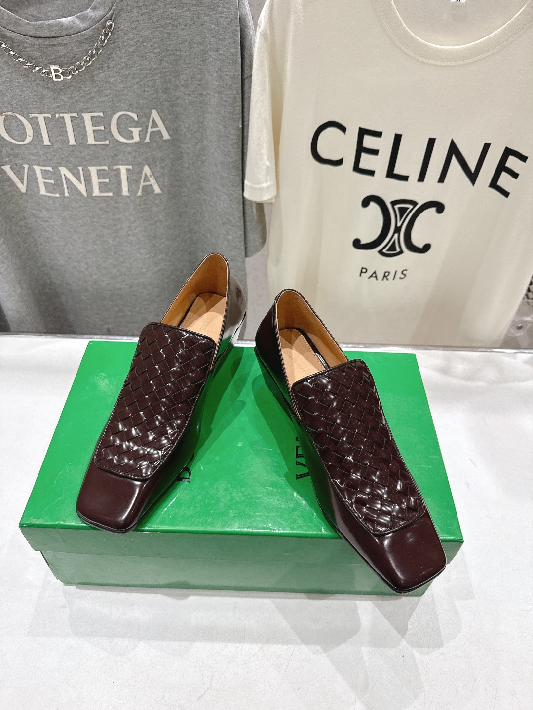 高版本出厂 编织面 Bottega Veneta/BV F065 2026ss新款中跟小方头玛丽珍高跟鞋