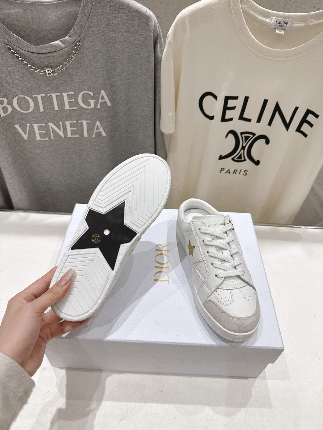 高版本出厂 薄底 Dior*迪奥 Star F019 D家2026ss新款系带平底休闲鞋半拖小白鞋延续经