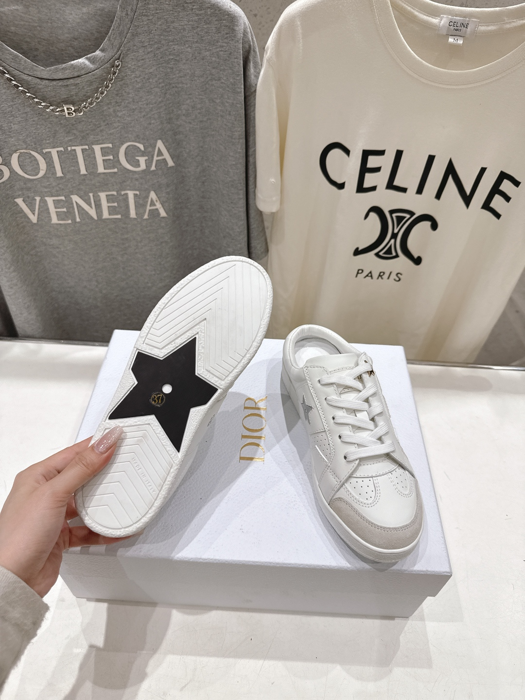 高版本出厂 薄底 Dior*迪奥 Star F019 D家2026ss新款系带平底休闲鞋半拖小白鞋延续经