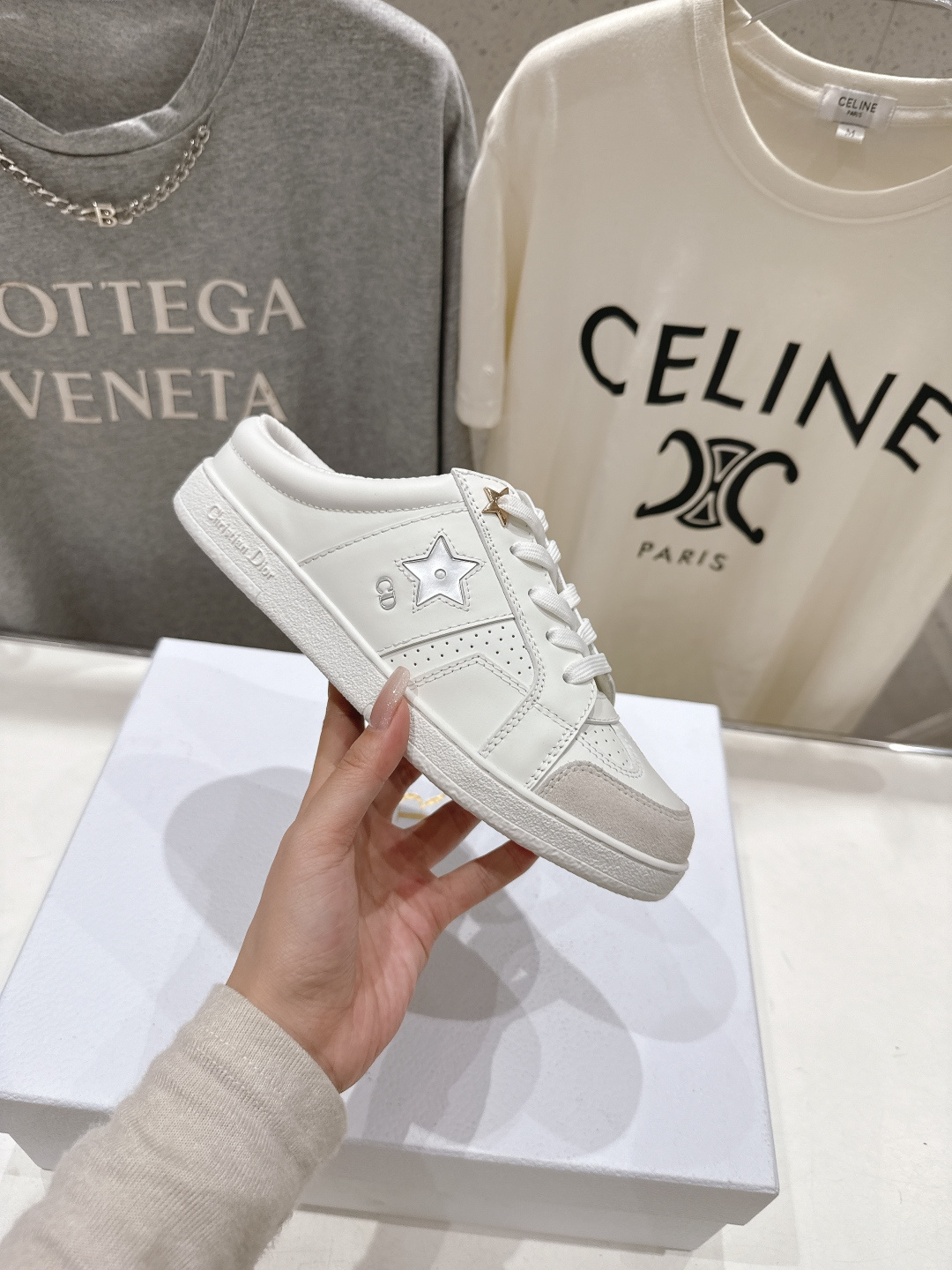 高版本出厂 薄底 Dior*迪奥 Star F019 D家2026ss新款系带平底休闲鞋半拖小白鞋延续经