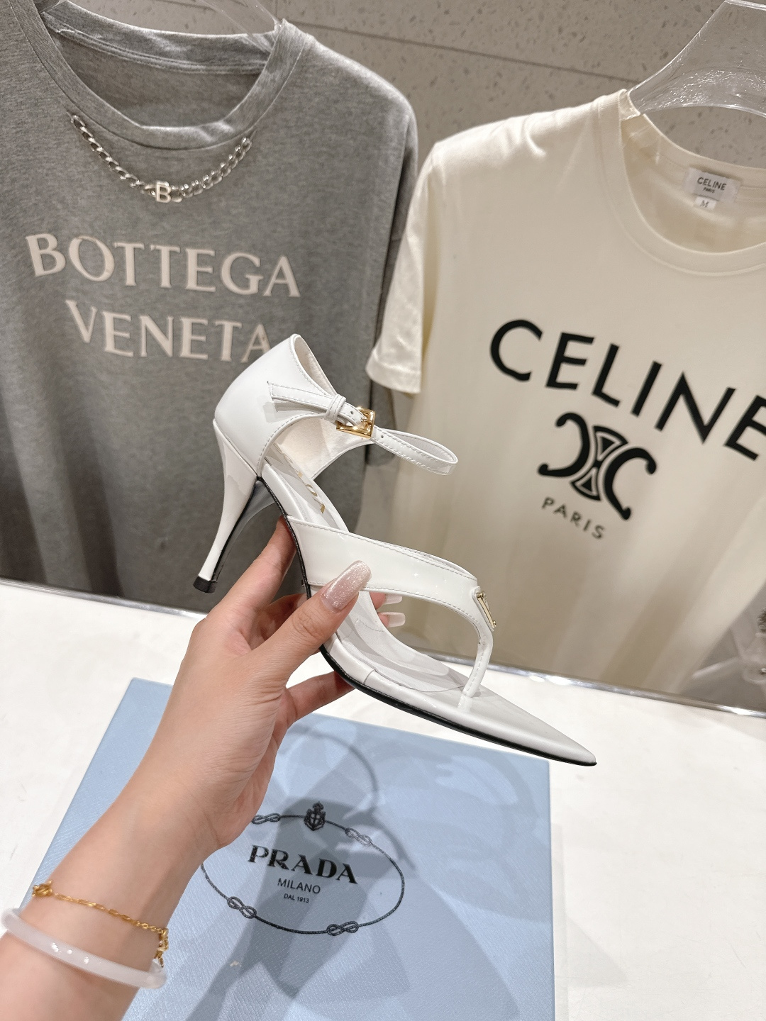 高版本出厂 PRADA* 普拉达P家F025 26ss夏季新品仙女风尖头高跟鞋凉鞋原版购入1:1开发，细