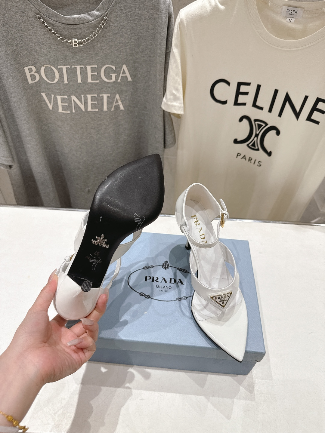 高版本出厂 PRADA* 普拉达P家F025 26ss夏季新品仙女风尖头高跟鞋凉鞋原版购入1:1开发，细