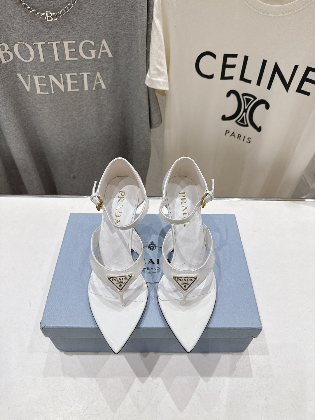 高版本出厂 PRADA* 普拉达P家F025 26ss夏季新品仙女风尖头高跟鞋凉鞋原版购入1:1开发，细