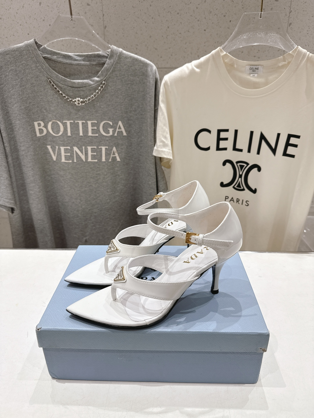 高版本出厂 PRADA* 普拉达P家F025 26ss夏季新品仙女风尖头高跟鞋凉鞋原版购入1:1开发，细