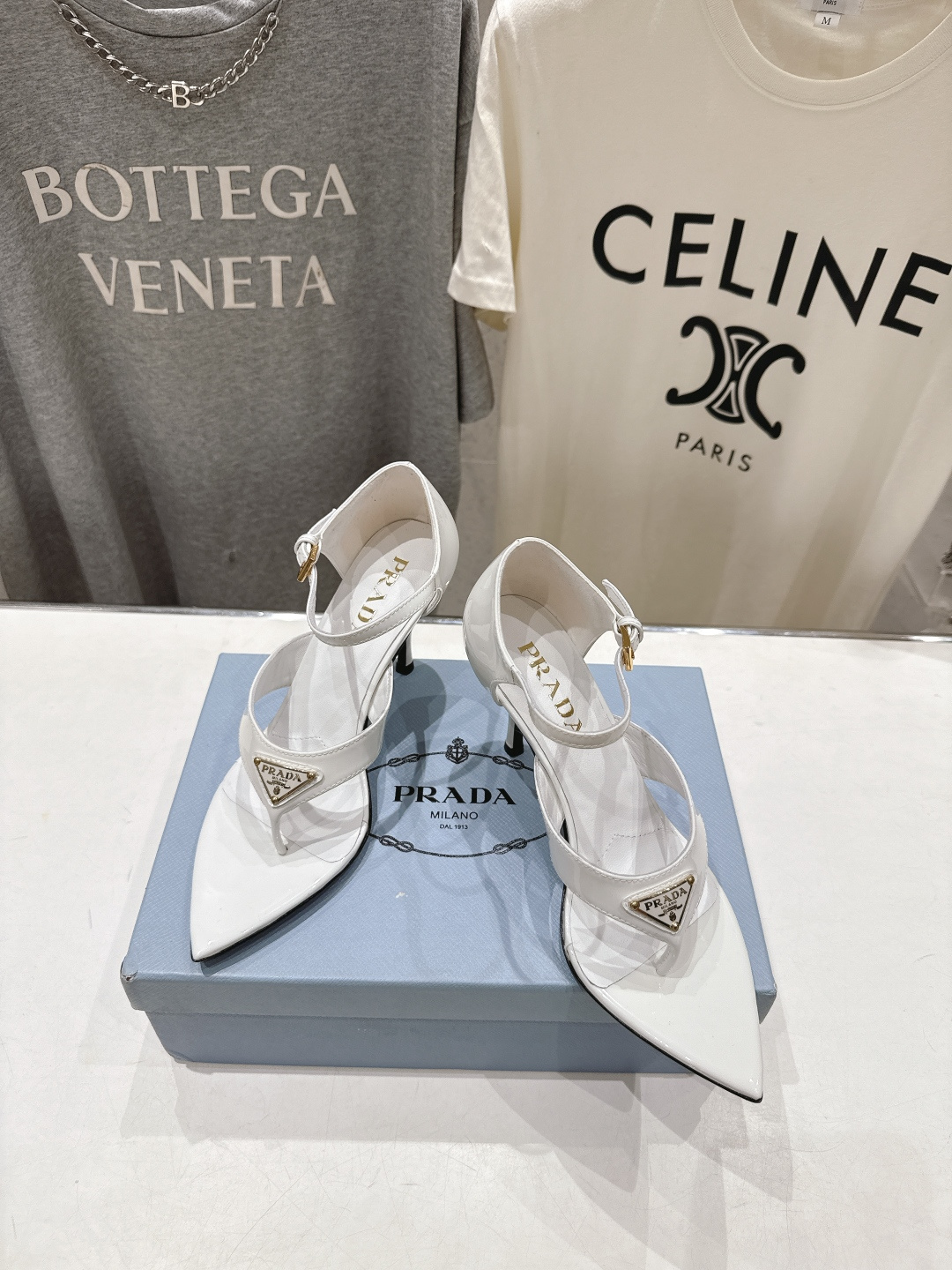 高版本出厂 PRADA* 普拉达P家F025 26ss夏季新品仙女风尖头高跟鞋凉鞋原版购入1:1开发，细