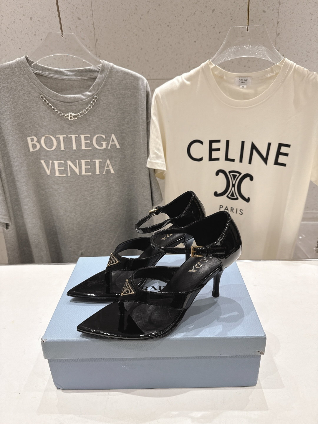 高版本出厂 PRADA* 普拉达P家F025 26ss夏季新品仙女风尖头高跟鞋凉鞋原版购入1:1开发，细