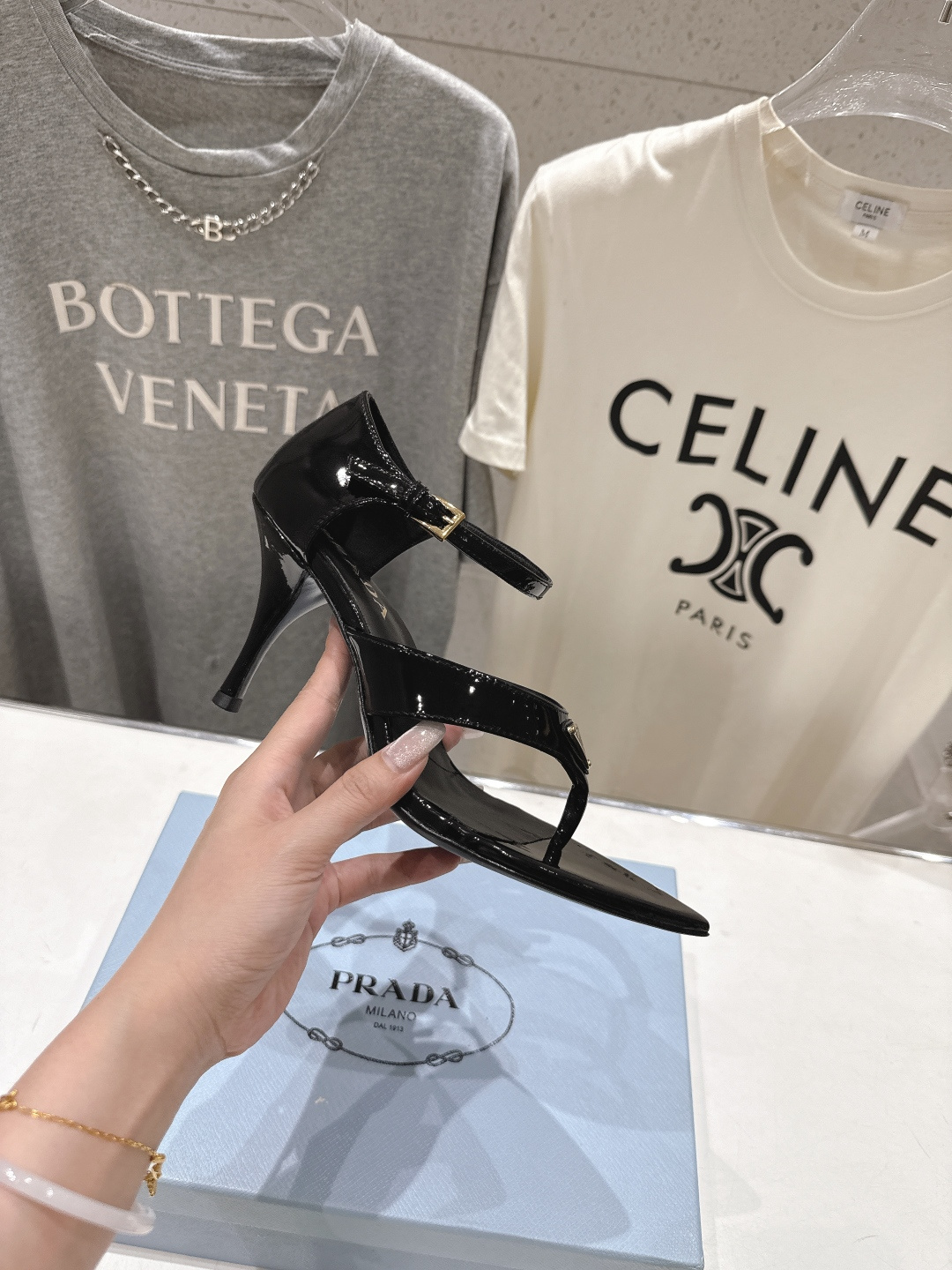 高版本出厂 PRADA* 普拉达P家F025 26ss夏季新品仙女风尖头高跟鞋凉鞋原版购入1:1开发，细