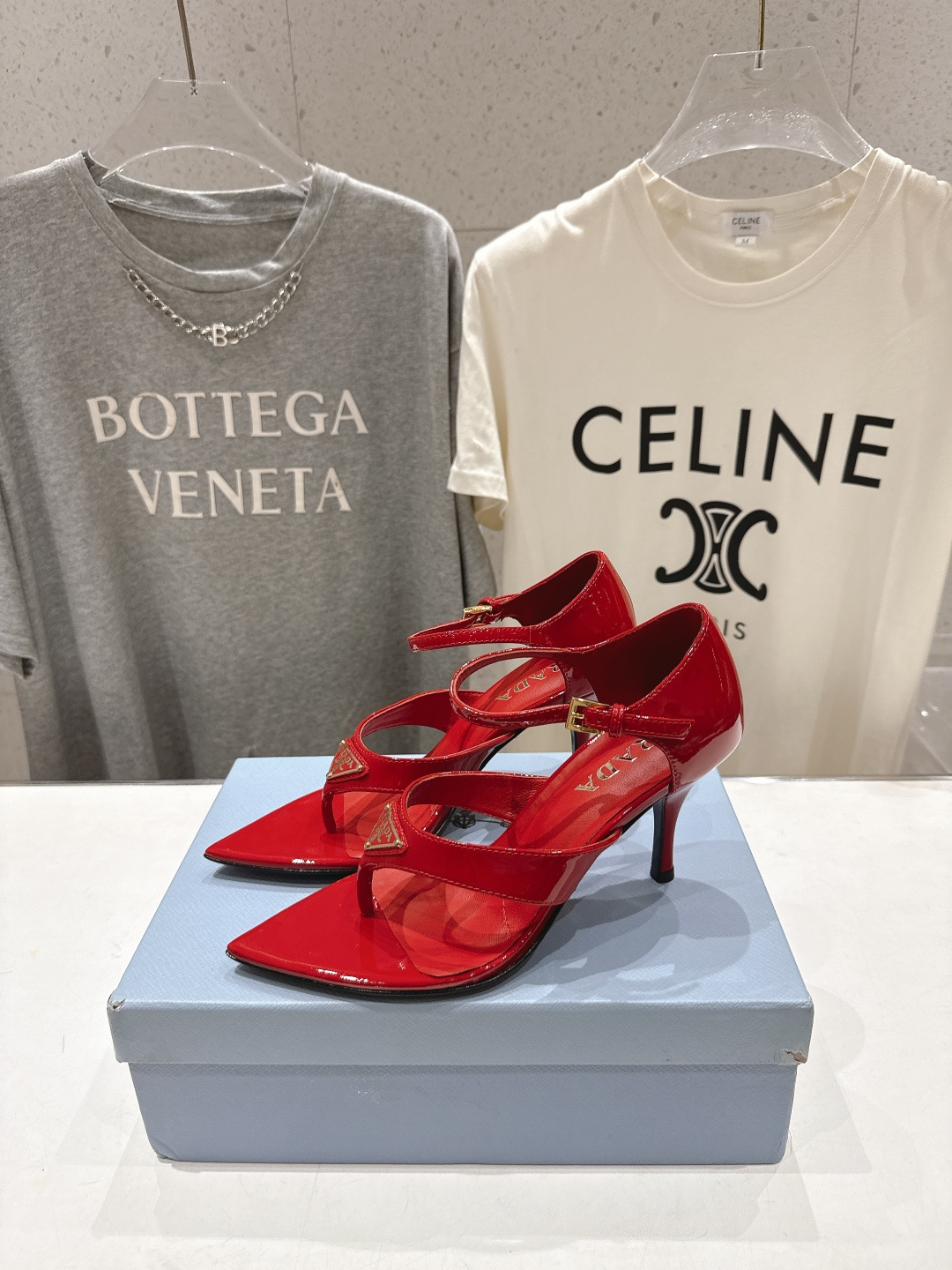 高版本出厂 PRADA* 普拉达P家F025 26ss夏季新品仙女风尖头高跟鞋凉鞋原版购入1:1开发，细