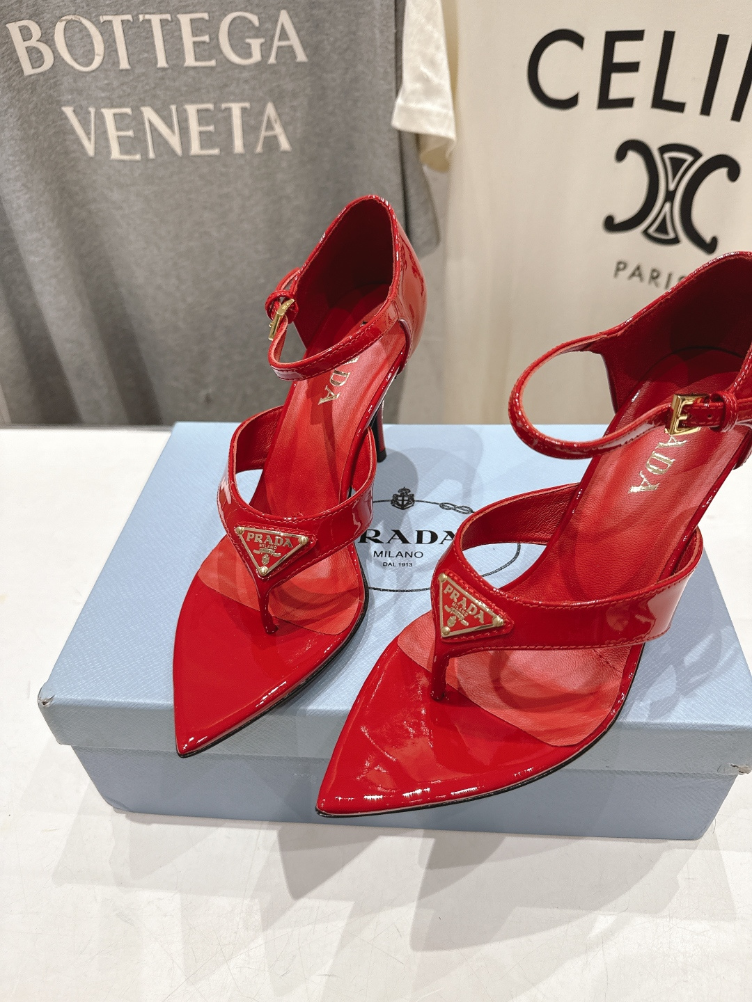 高版本出厂 PRADA* 普拉达P家F025 26ss夏季新品仙女风尖头高跟鞋凉鞋原版购入1:1开发，细