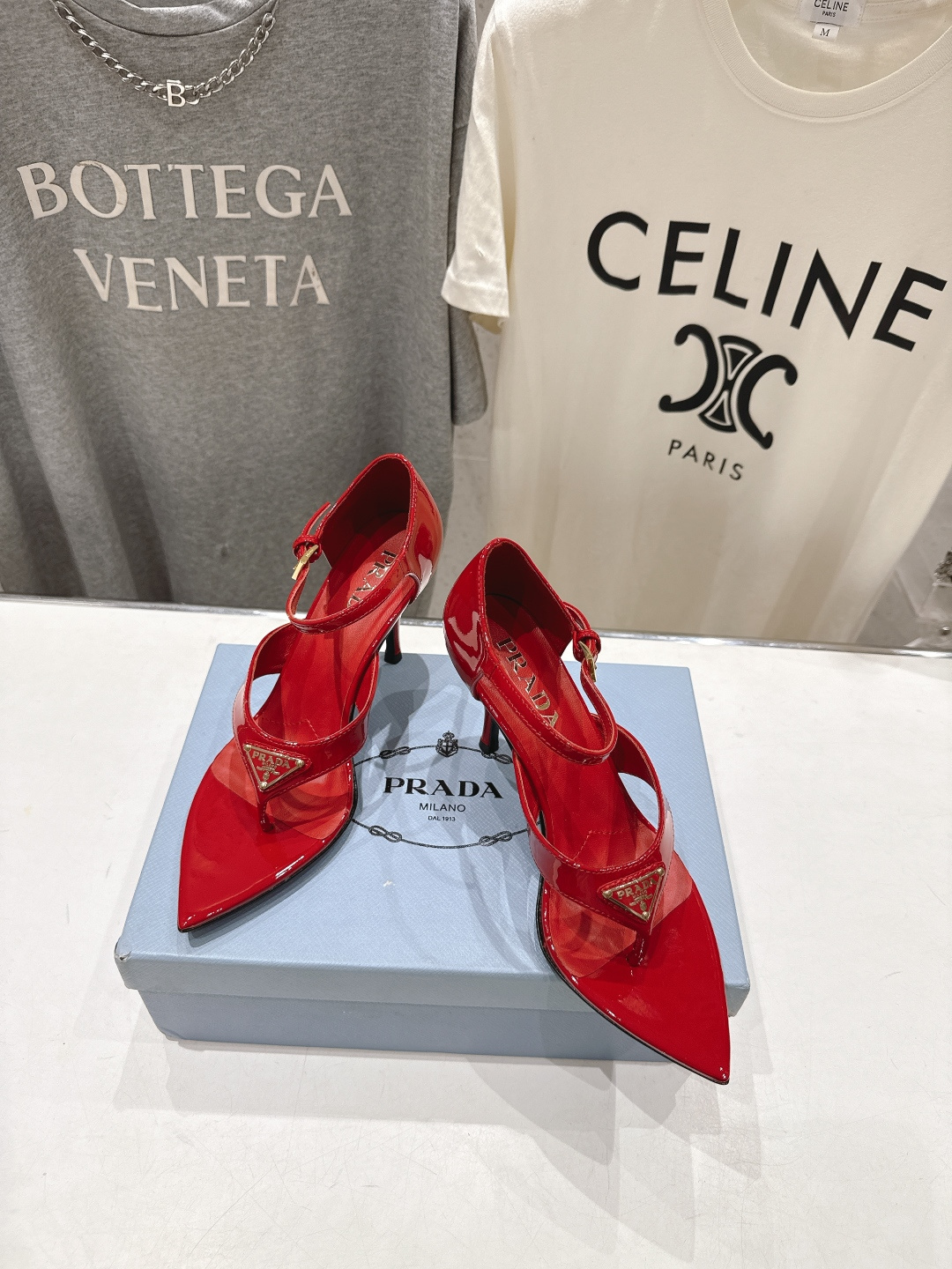 高版本出厂 PRADA* 普拉达P家F025 26ss夏季新品仙女风尖头高跟鞋凉鞋原版购入1:1开发，细