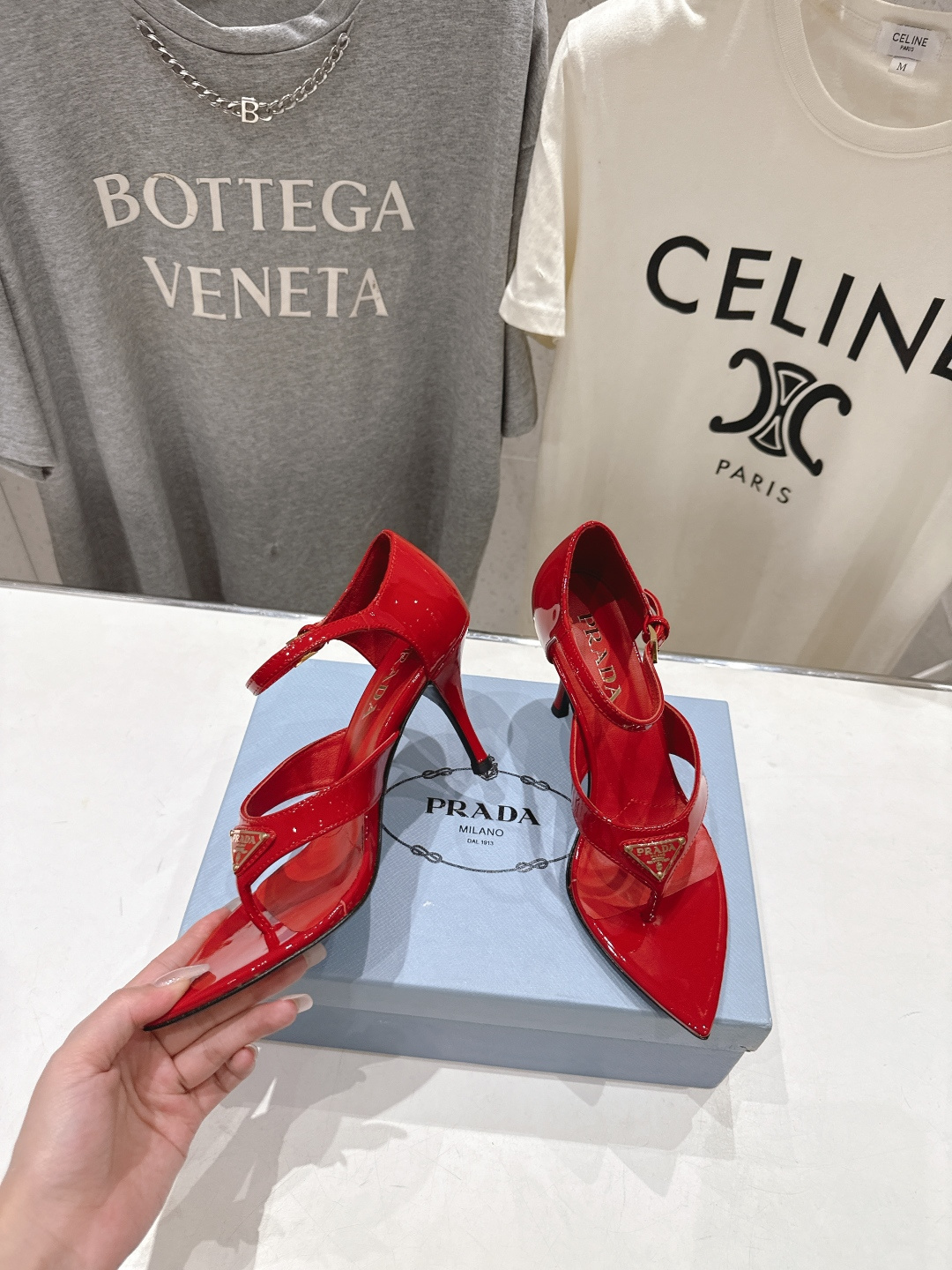 高版本出厂 PRADA* 普拉达P家F025 26ss夏季新品仙女风尖头高跟鞋凉鞋原版购入1:1开发，细