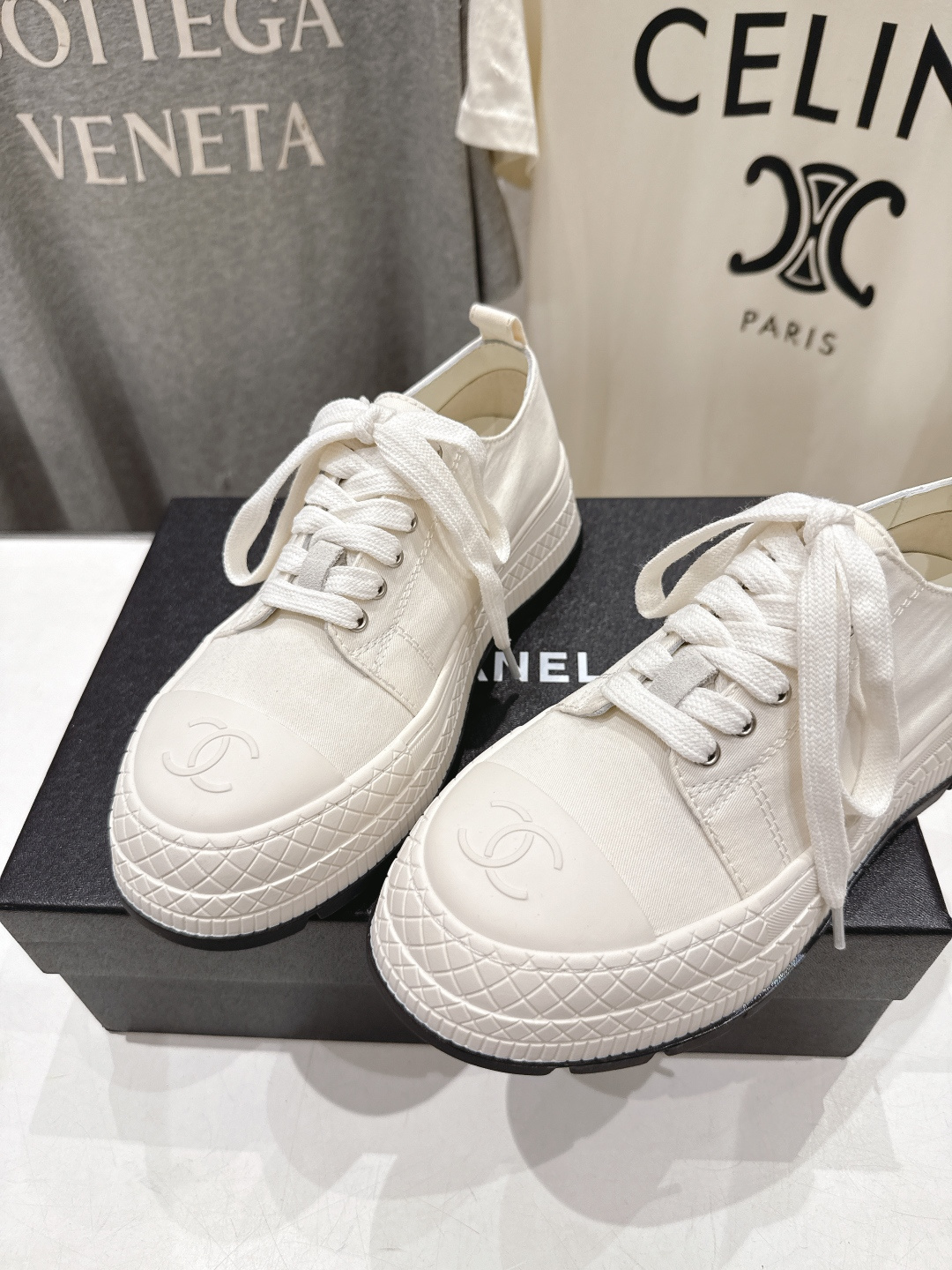 高版本出厂 Chanel* 香奈儿F022 小香2026ss新款厚底帆布鞋休闲鞋，目前超级流行的饼干鞋网