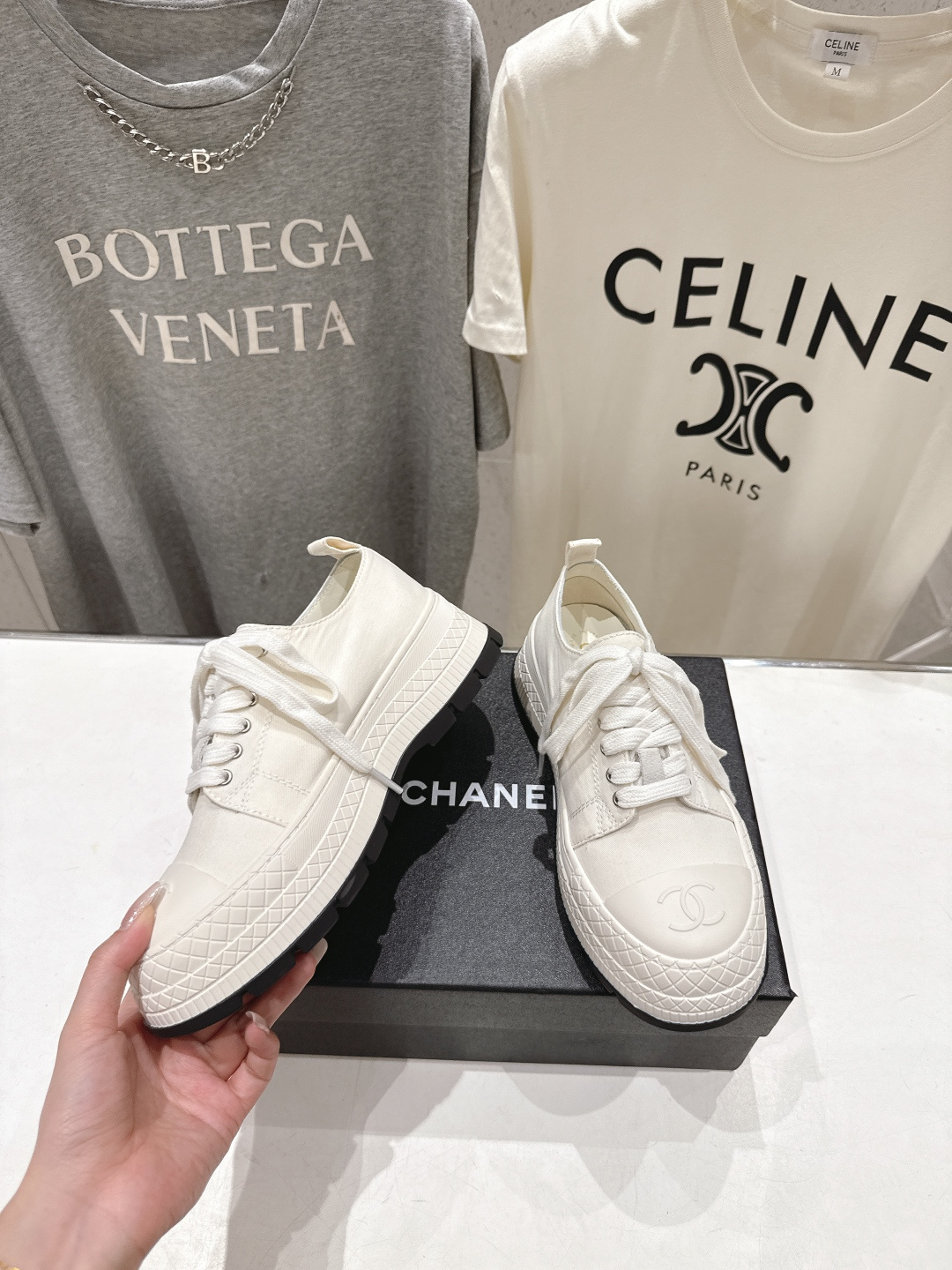 高版本出厂 Chanel* 香奈儿F022 小香2026ss新款厚底帆布鞋休闲鞋，目前超级流行的饼干鞋网